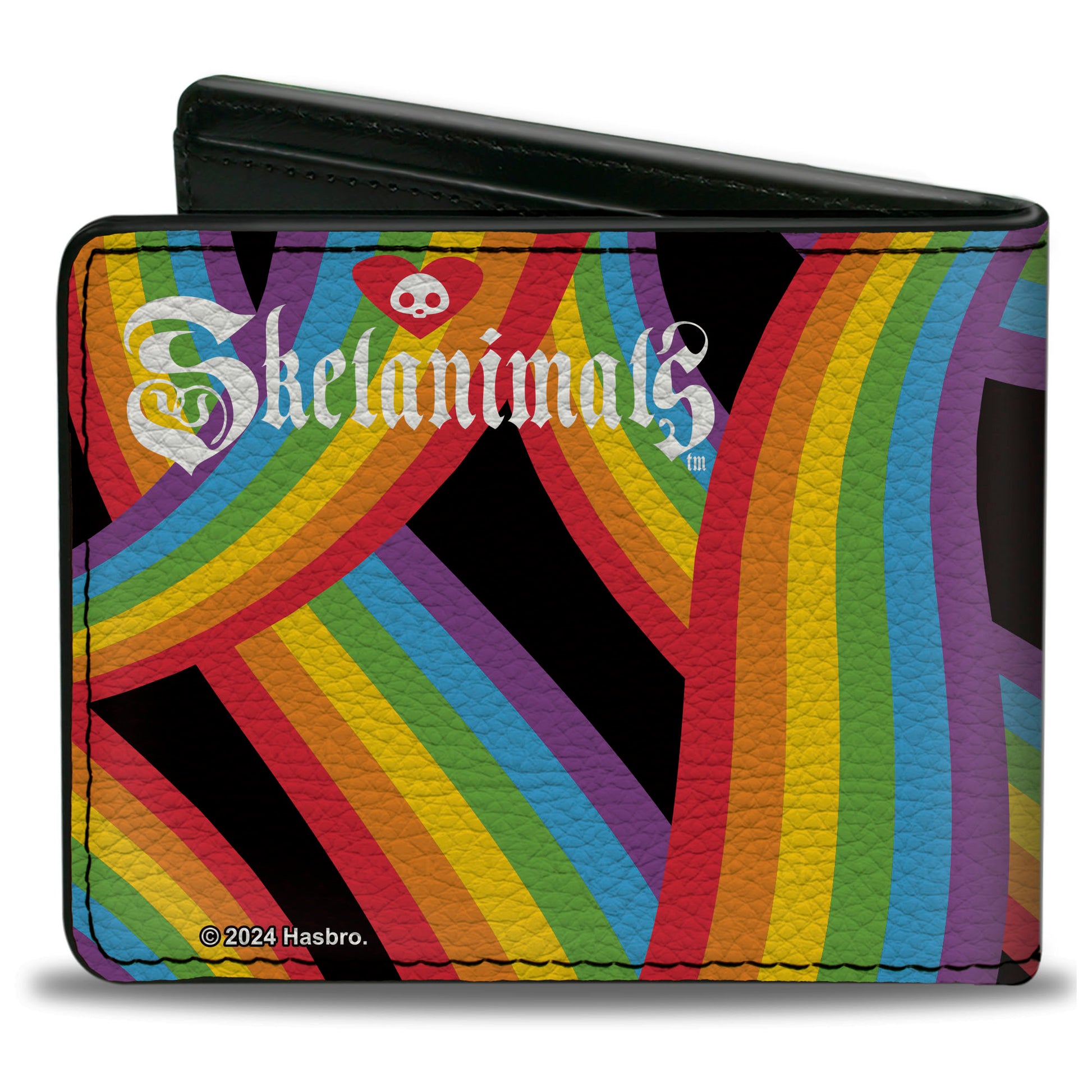 Bi-Fold Wallet - SKELANIMALS Bonita the Unicorn Pose and Title Logo Rainbows Bi-Fold Wallets Skelanimals