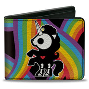 Bi-Fold Wallet - SKELANIMALS Bonita the Unicorn Pose and Title Logo Rainbows Bi-Fold Wallets Skelanimals