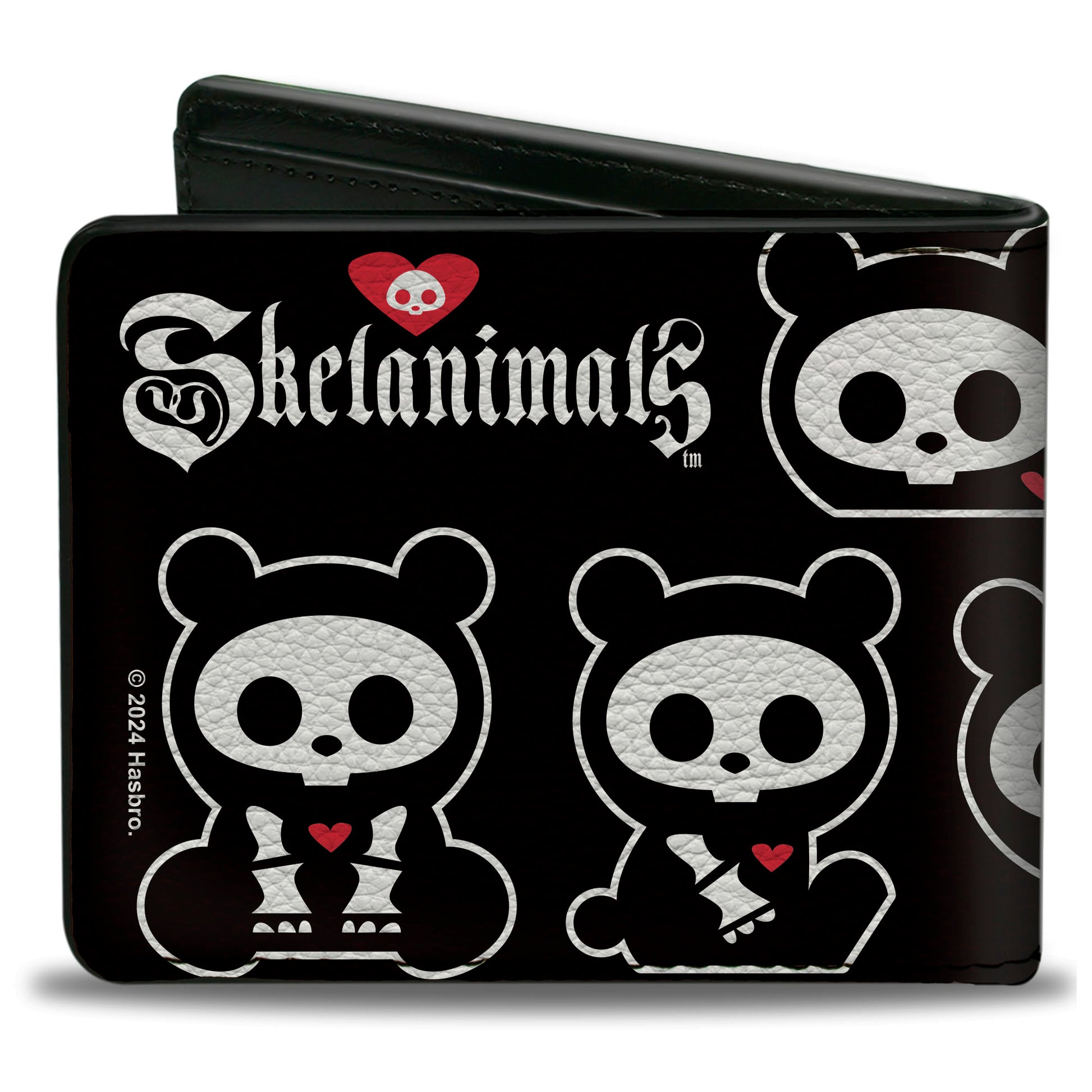 Bi-Fold Wallet - SKELANIMALS Chungkee the Panda Poses and Title Logo Black/White Bi-Fold Wallets Skelanimals