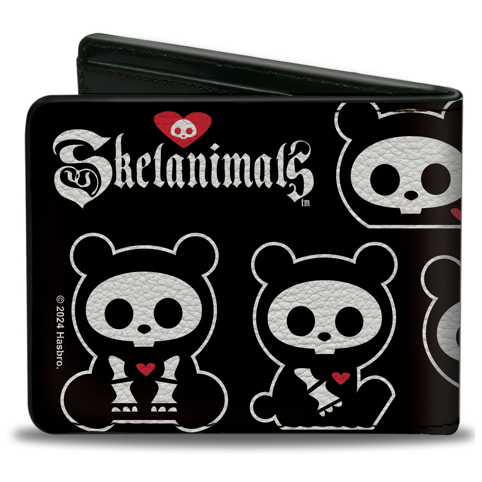 Bi-Fold Wallet - SKELANIMALS Chungkee the Panda Poses and Title Logo Black/White Bi-Fold Wallets Skelanimals