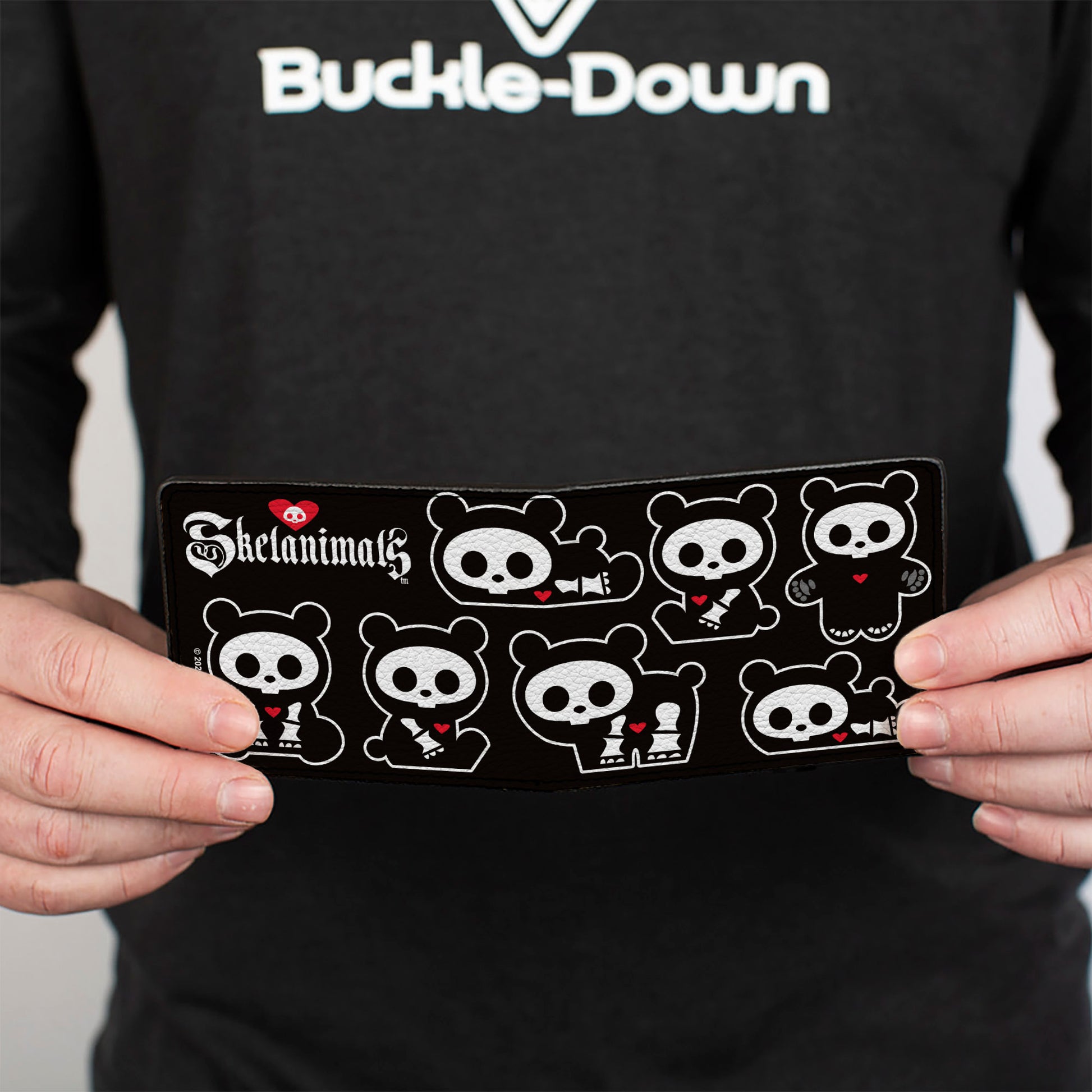 Bi-Fold Wallet - SKELANIMALS Chungkee the Panda Poses and Title Logo Black/White Bi-Fold Wallets Skelanimals