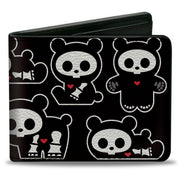 Bi-Fold Wallet - SKELANIMALS Chungkee the Panda Poses and Title Logo Black/White Bi-Fold Wallets Skelanimals