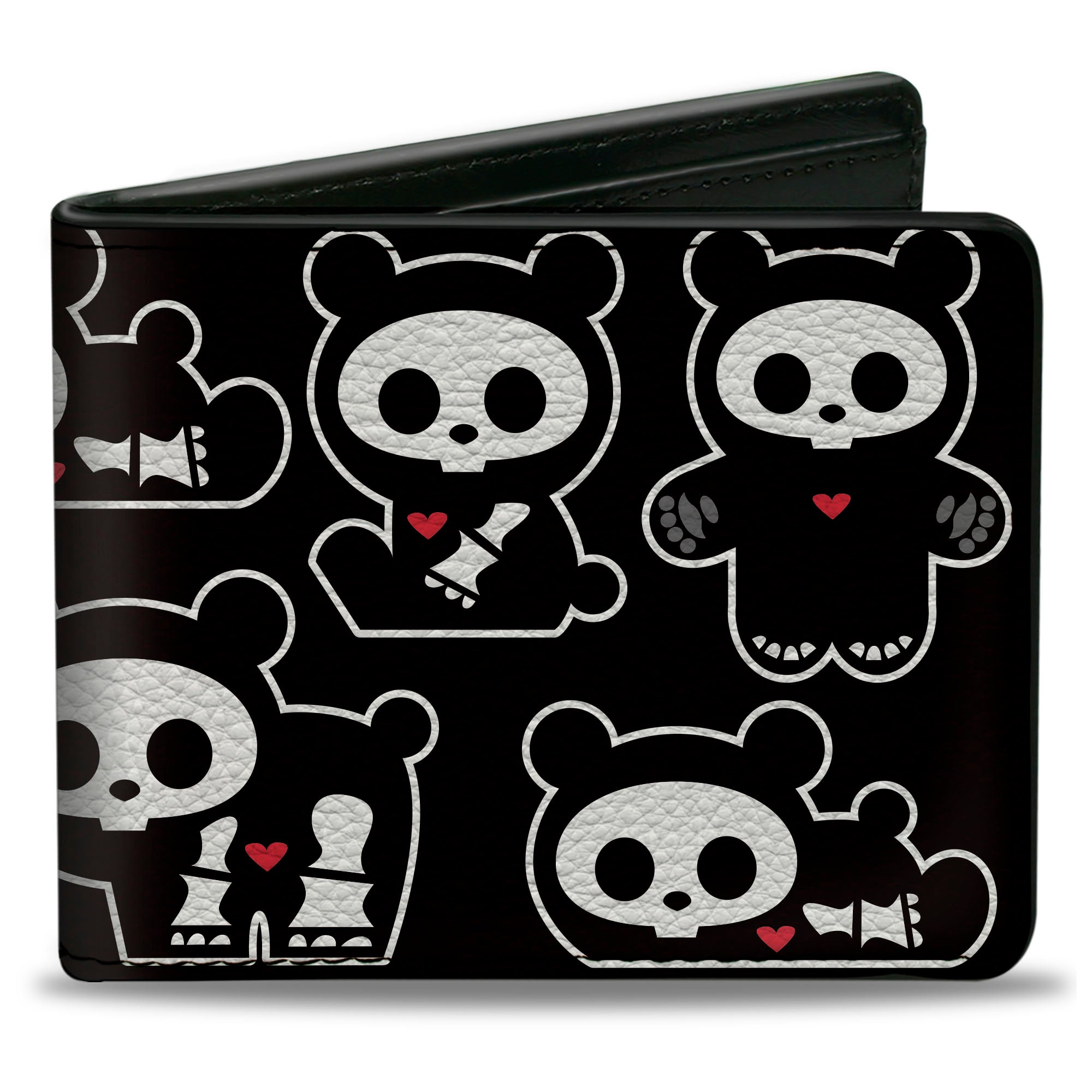 Bi-Fold Wallet - SKELANIMALS Chungkee the Panda Poses and Title Logo Black/White Bi-Fold Wallets Skelanimals