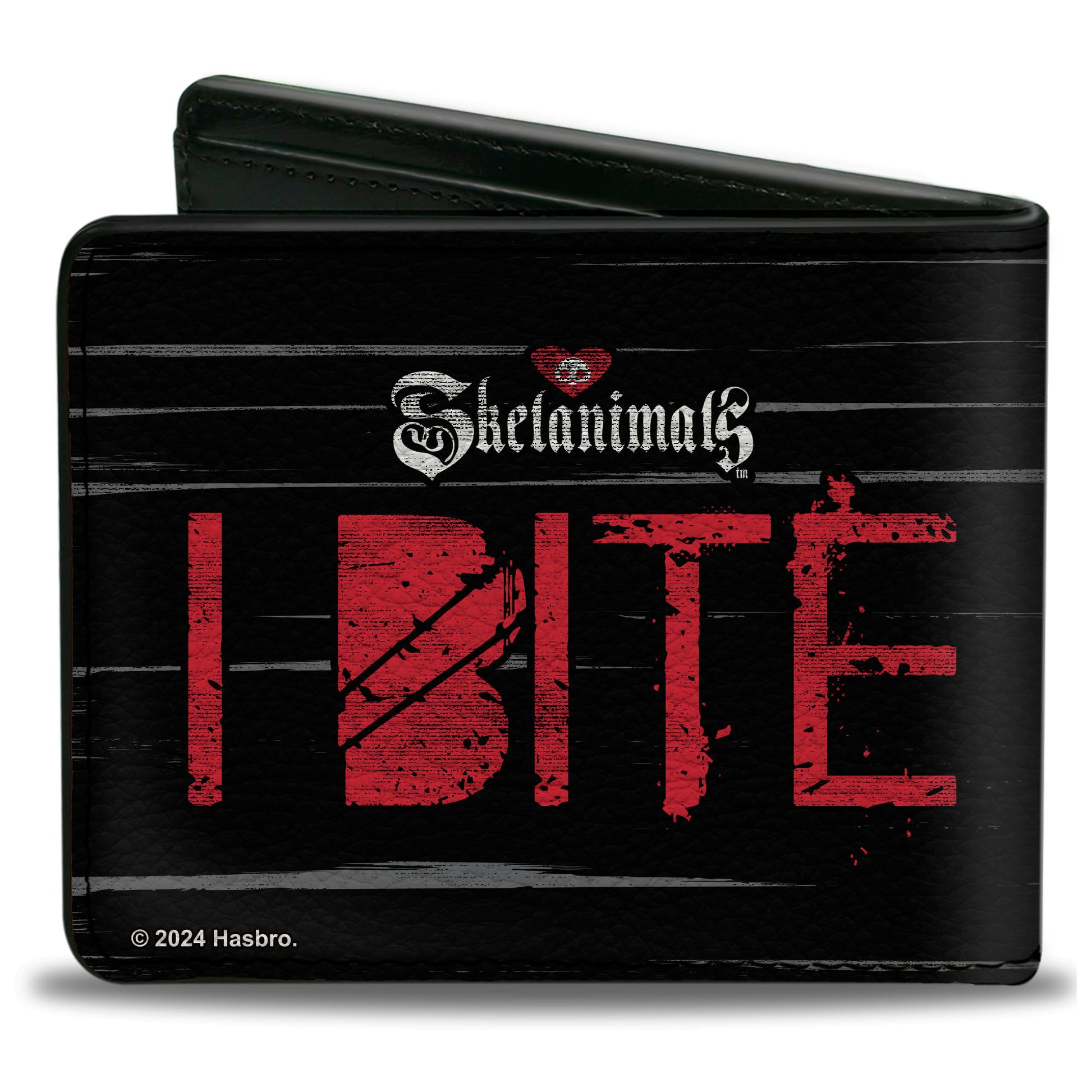 Bi-Fold Wallet - Skelanimals Diego the Bat I BITE Pose Black/White/Red Bi-Fold Wallets Skelanimals