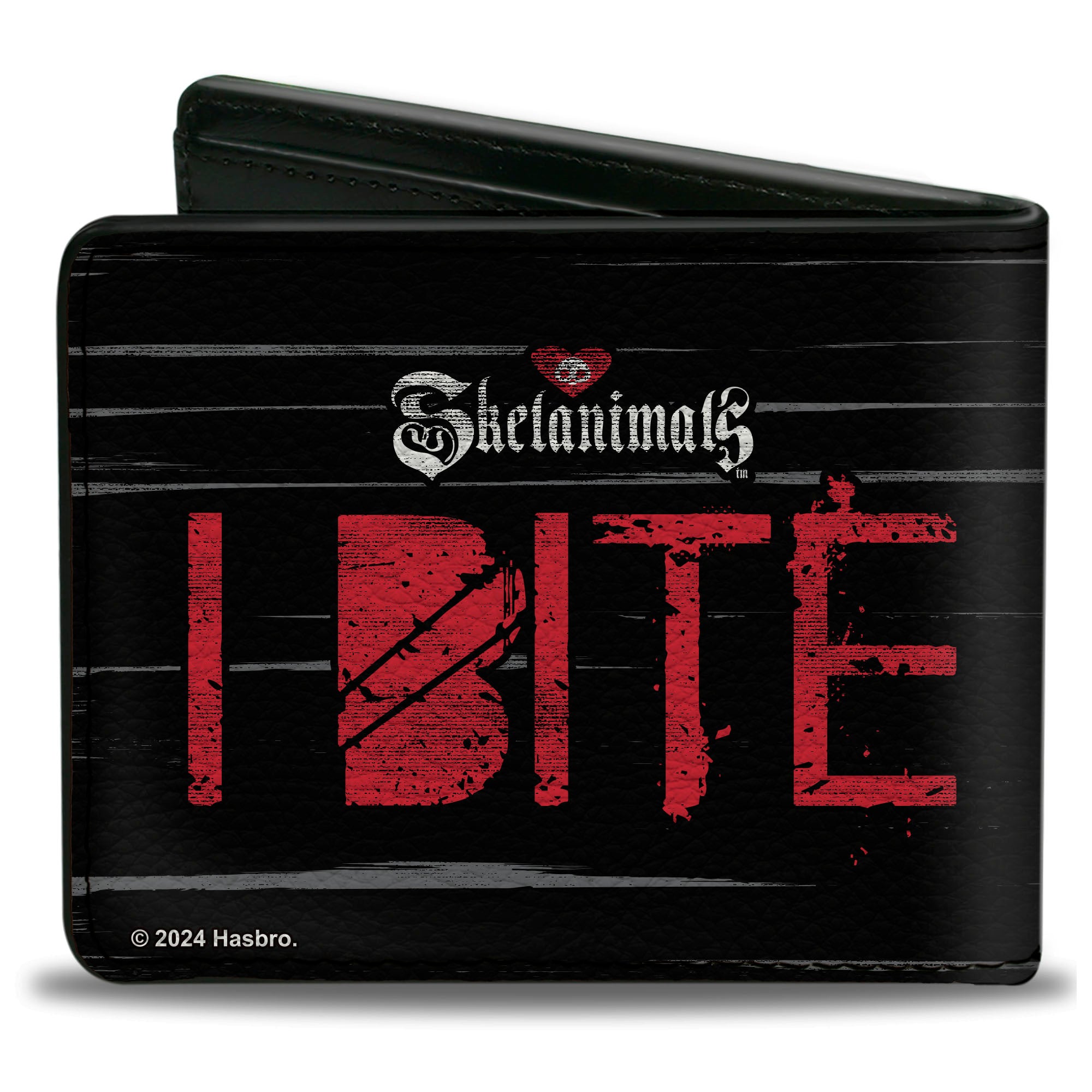 Bi-Fold Wallet - Skelanimals Diego the Bat I BITE Pose Black/White/Red Bi-Fold Wallets Skelanimals