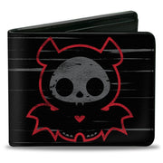 Bi-Fold Wallet - Skelanimals Diego the Bat I BITE Pose Black/White/Red Bi-Fold Wallets Skelanimals