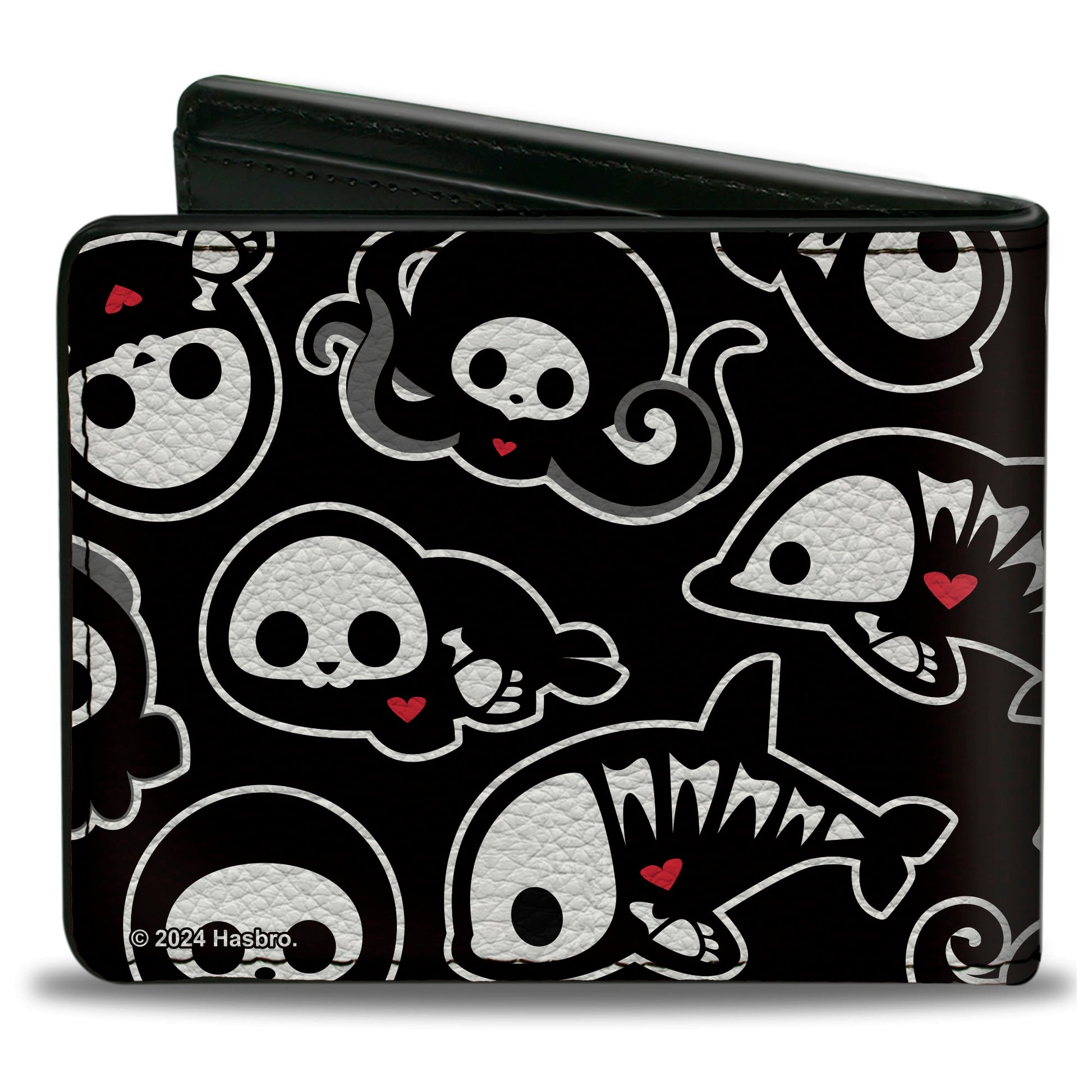 Bi-Fold Wallet - SKELANIMALS Sea Animals Poses Scattered and Title Logo Black/White Bi-Fold Wallets Skelanimals