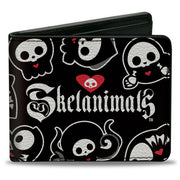 Bi-Fold Wallet - SKELANIMALS Sea Animals Poses Scattered and Title Logo Black/White Bi-Fold Wallets Skelanimals