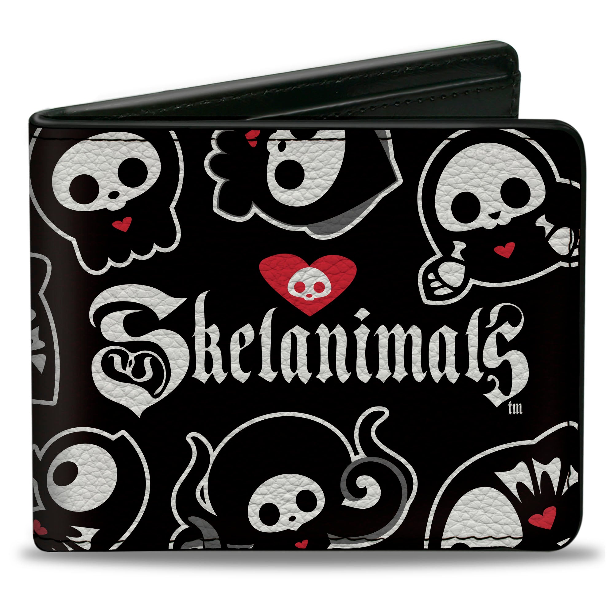 Bi-Fold Wallet - SKELANIMALS Sea Animals Poses Scattered and Title Logo Black/White Bi-Fold Wallets Skelanimals