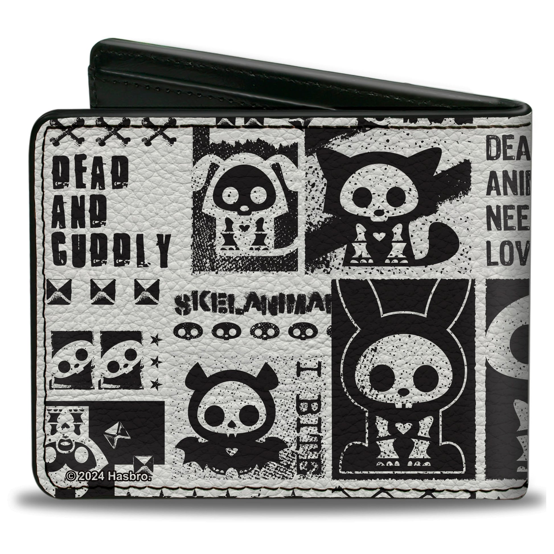 Bi-Fold Wallet - SKELANIMALS DEAD ANIMALS Quotes Collage and Title Logo White/Black Bi-Fold Wallets Skelanimals