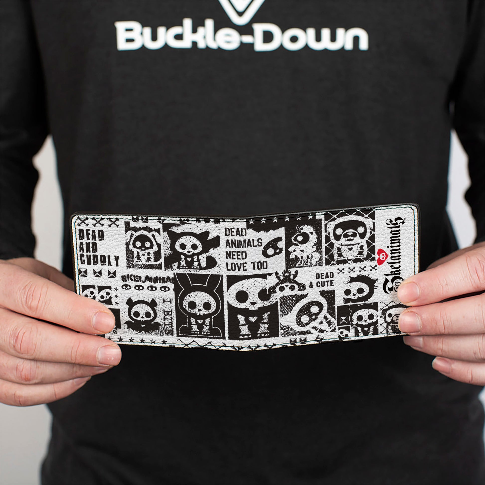 Bi-Fold Wallet - SKELANIMALS DEAD ANIMALS Quotes Collage and Title Logo White/Black Bi-Fold Wallets Skelanimals