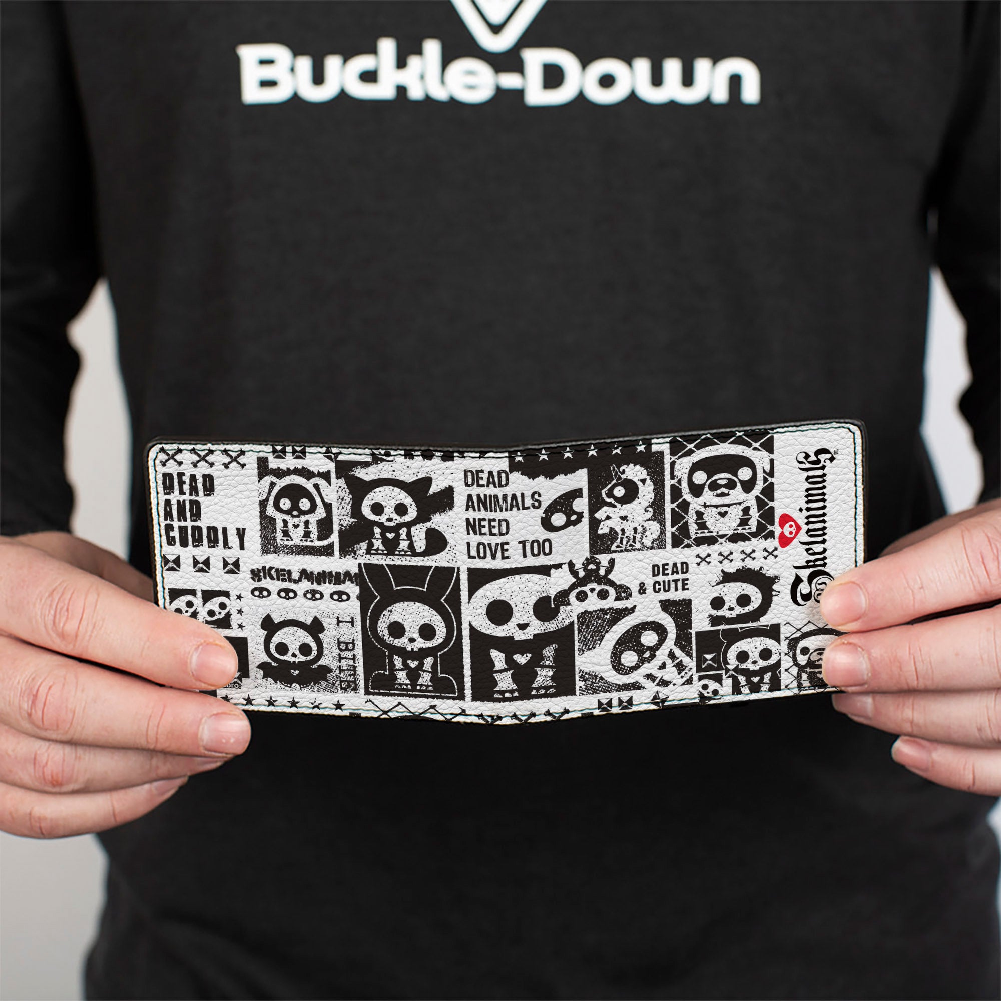 Bi-Fold Wallet - SKELANIMALS DEAD ANIMALS Quotes Collage and Title Logo White/Black Bi-Fold Wallets Skelanimals