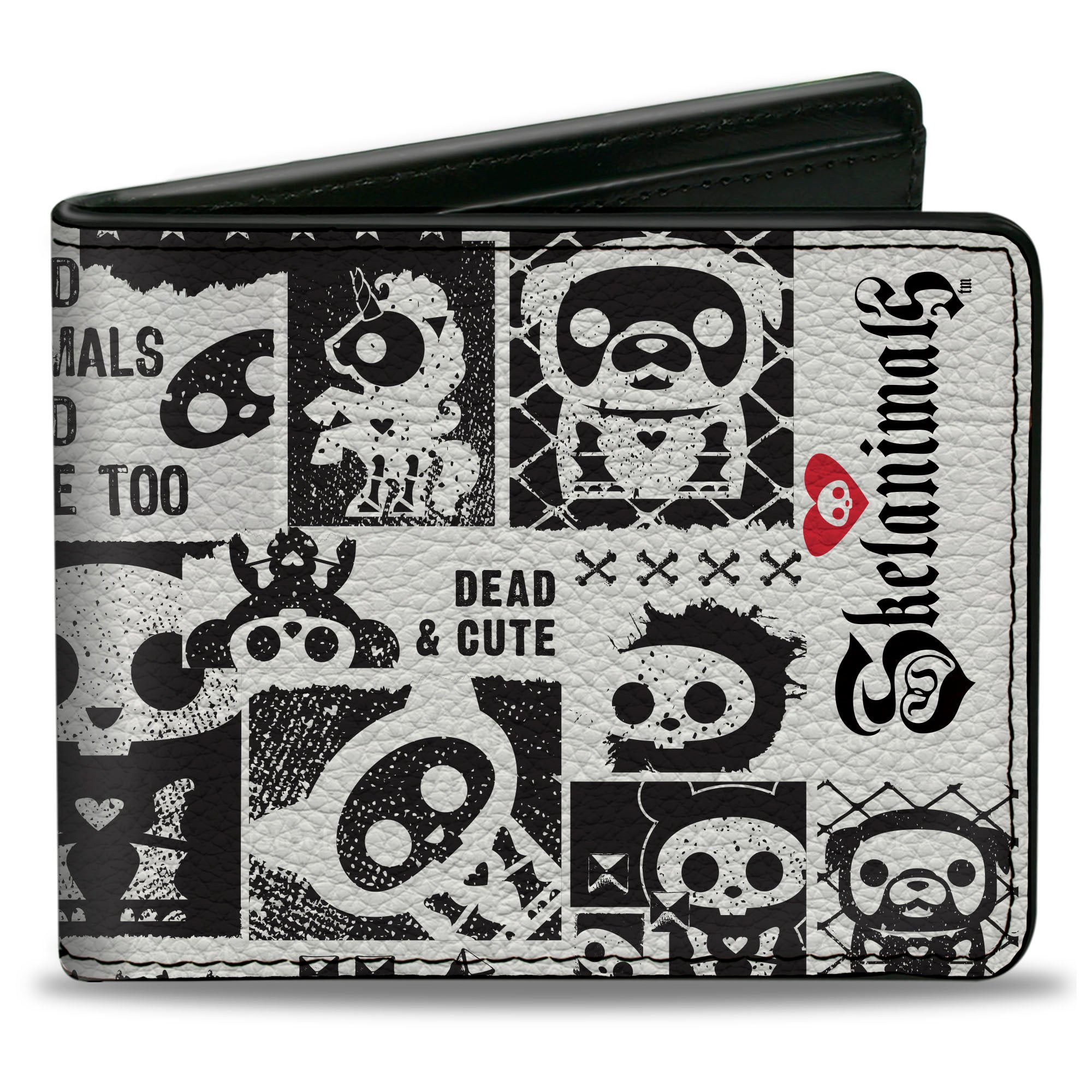 Bi-Fold Wallet - SKELANIMALS DEAD ANIMALS Quotes Collage and Title Logo White/Black Bi-Fold Wallets Skelanimals