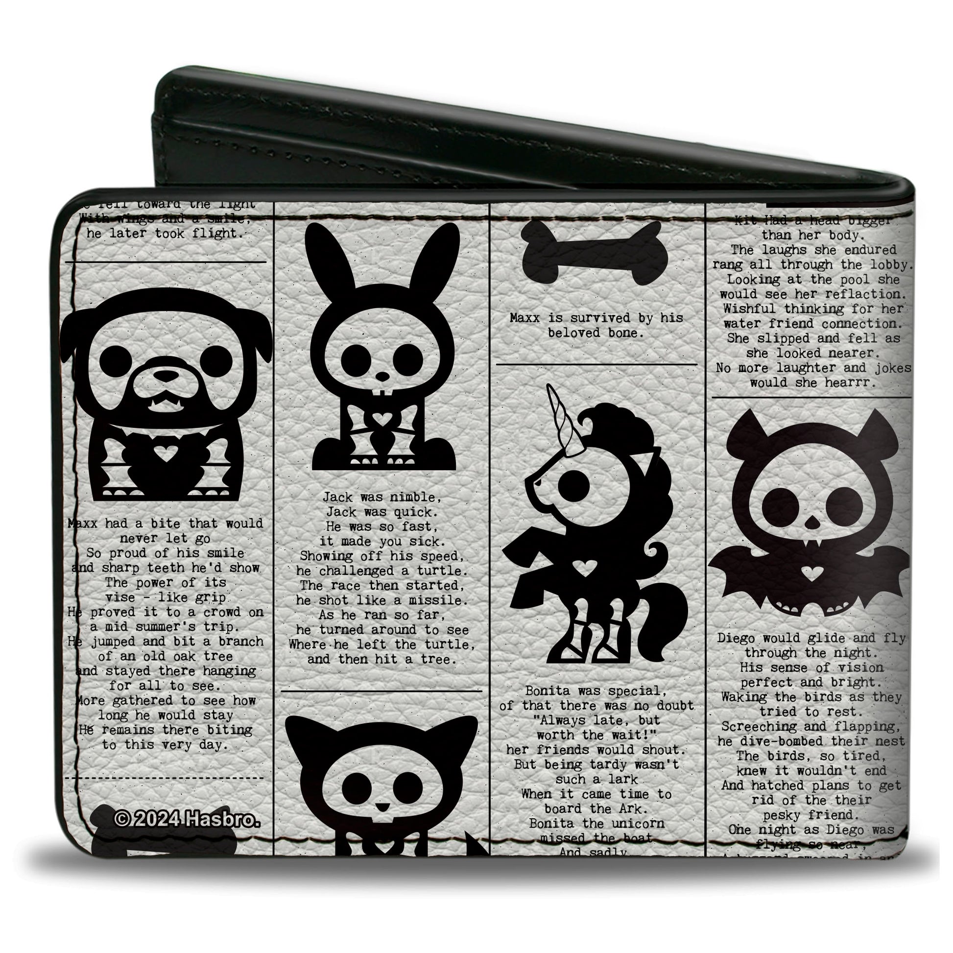 Bi-Fold Wallet - Skelanimals Obituary Announcements White/White Bi-Fold Wallets Skelanimals