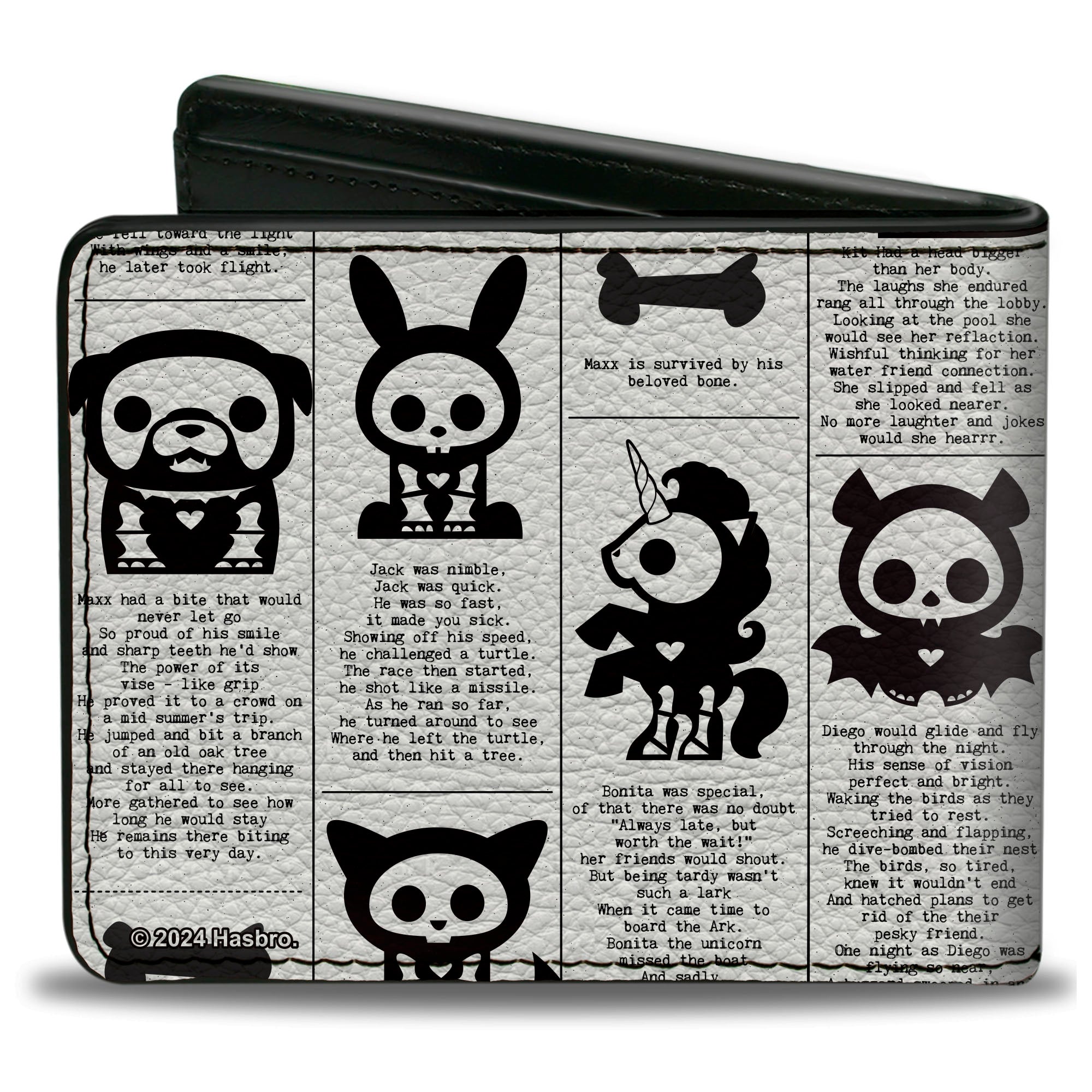 Bi-Fold Wallet - Skelanimals Obituary Announcements White/White Bi-Fold Wallets Skelanimals