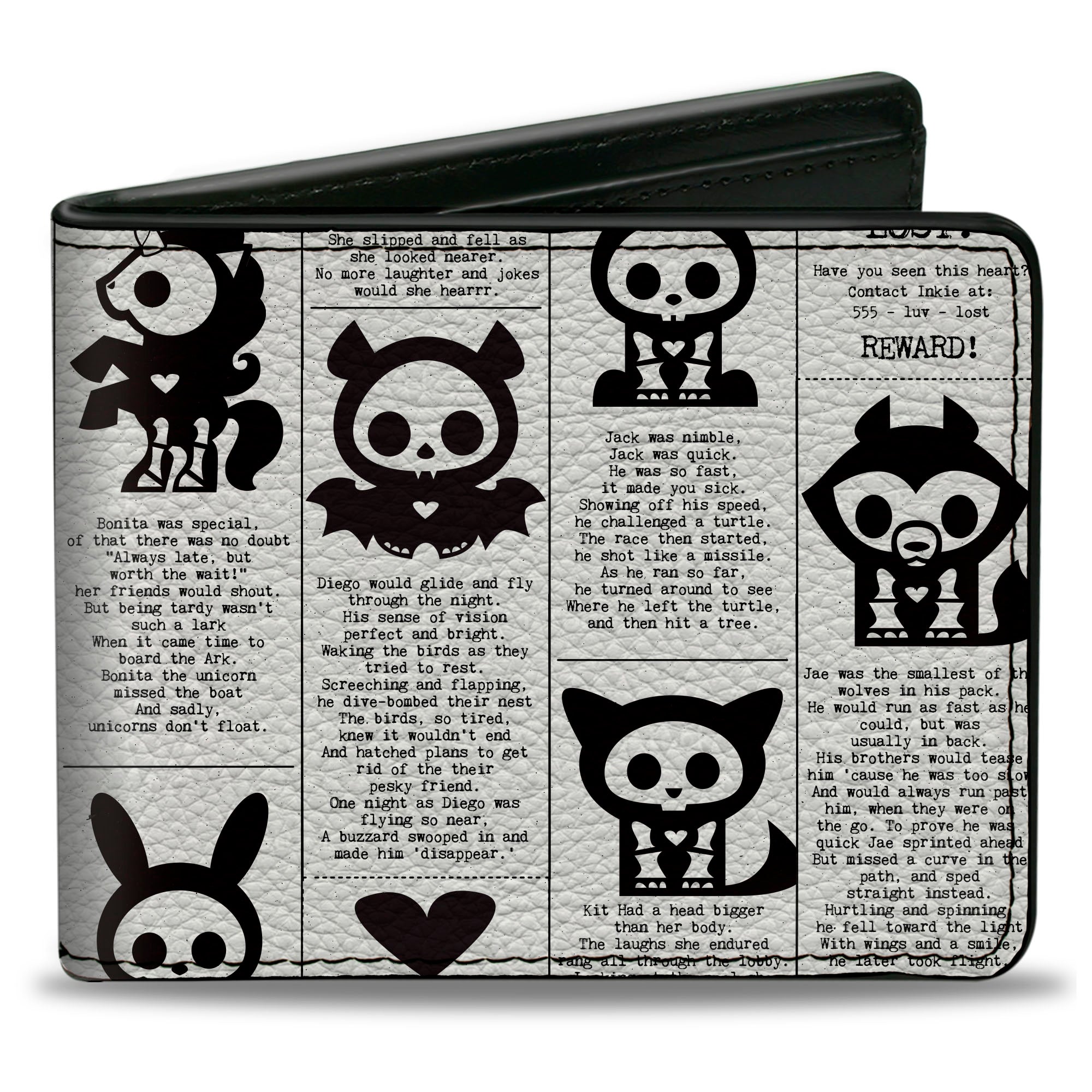 Bi-Fold Wallet - Skelanimals Obituary Announcements White/White Bi-Fold Wallets Skelanimals