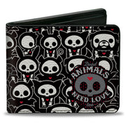 Bi-Fold Wallet - SKELANIMALS DEAD ANIMALS NEED LOVE TOO Collage and Animals Black/White/Red Bi-Fold Wallets Skelanimals