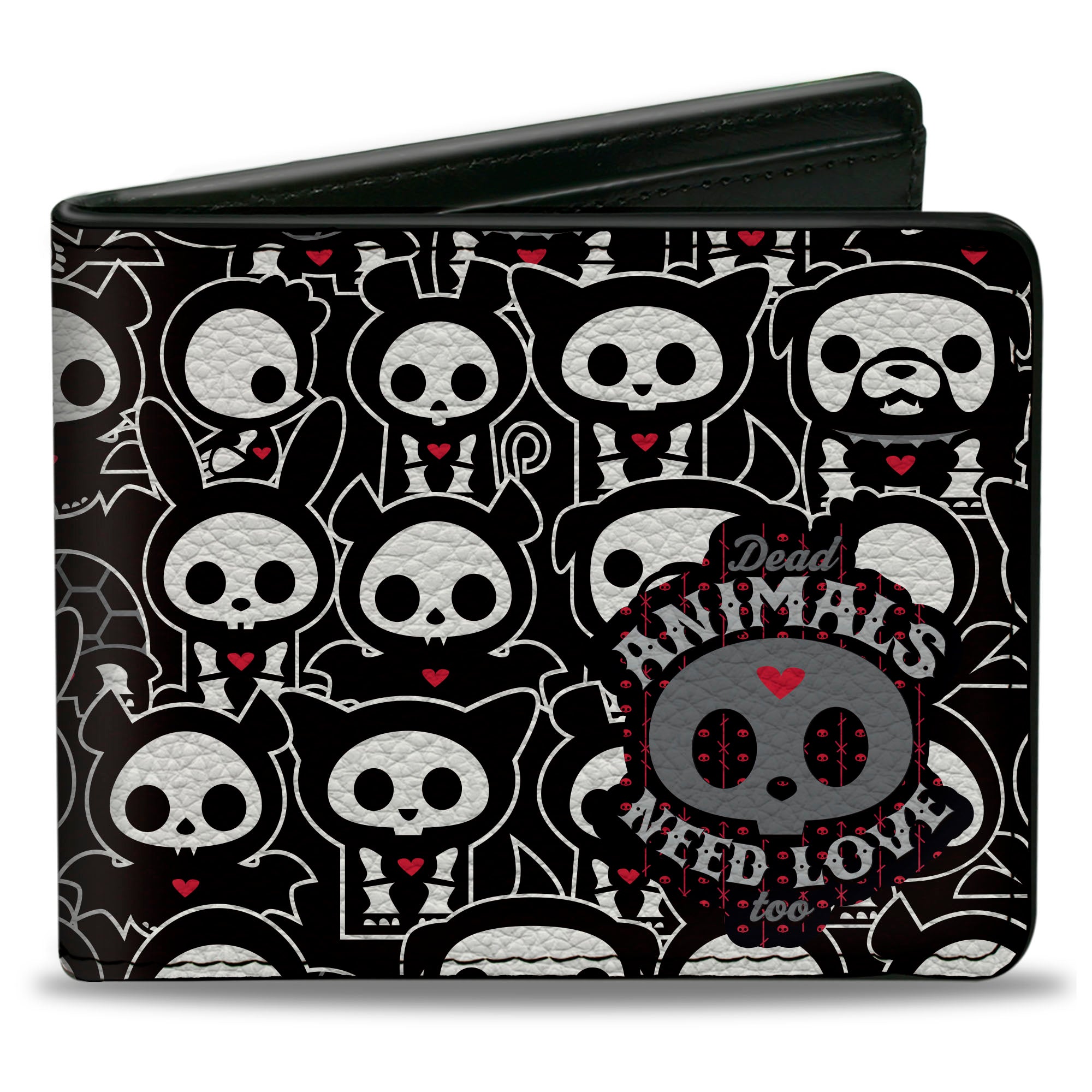 Bi-Fold Wallet - SKELANIMALS DEAD ANIMALS NEED LOVE TOO Collage and Animals Black/White/Red Bi-Fold Wallets Skelanimals