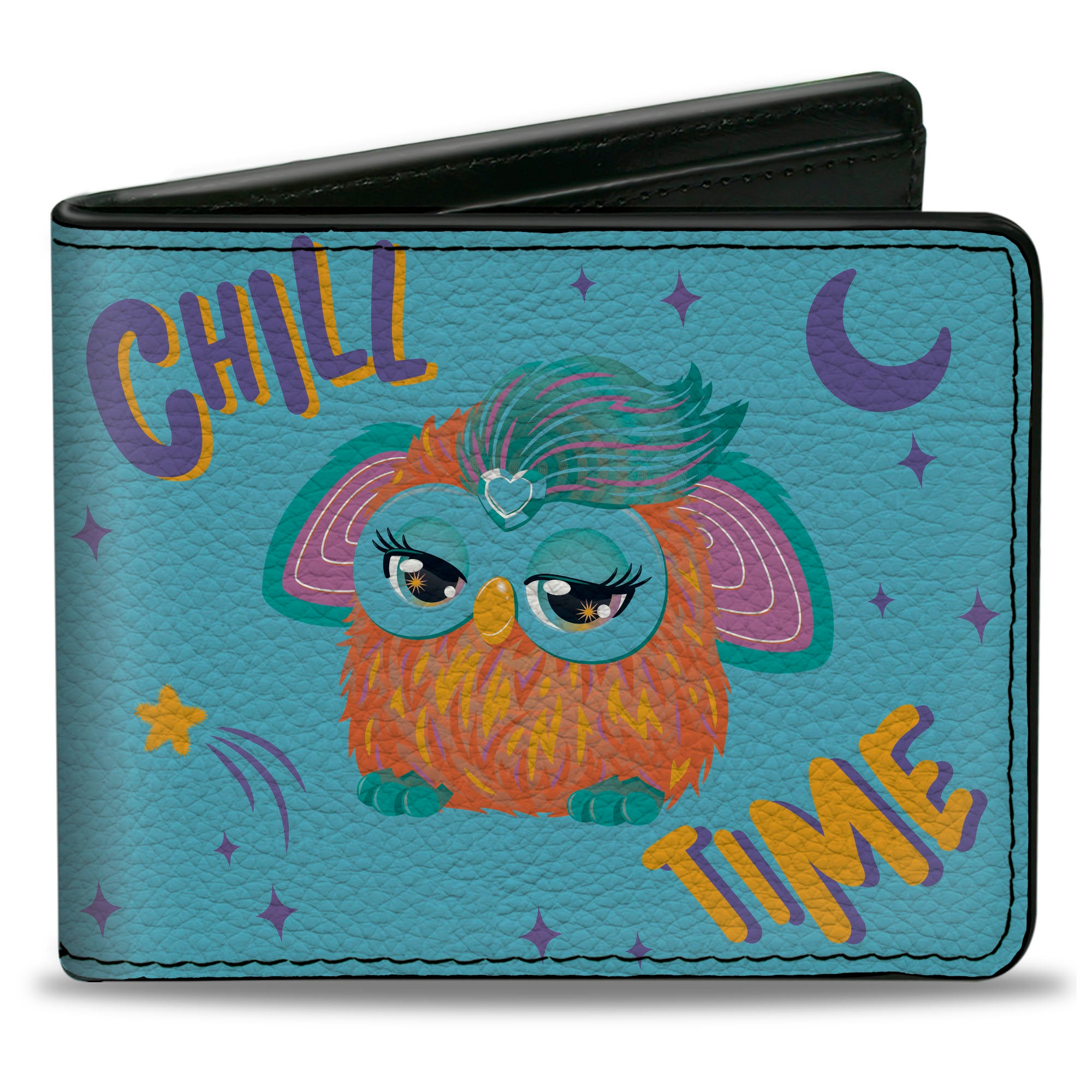 Bi-Fold Wallet - Furby Purple and Orange Furby CHILL TIME Pose Blue/Purple Bi-Fold Wallets Furby
