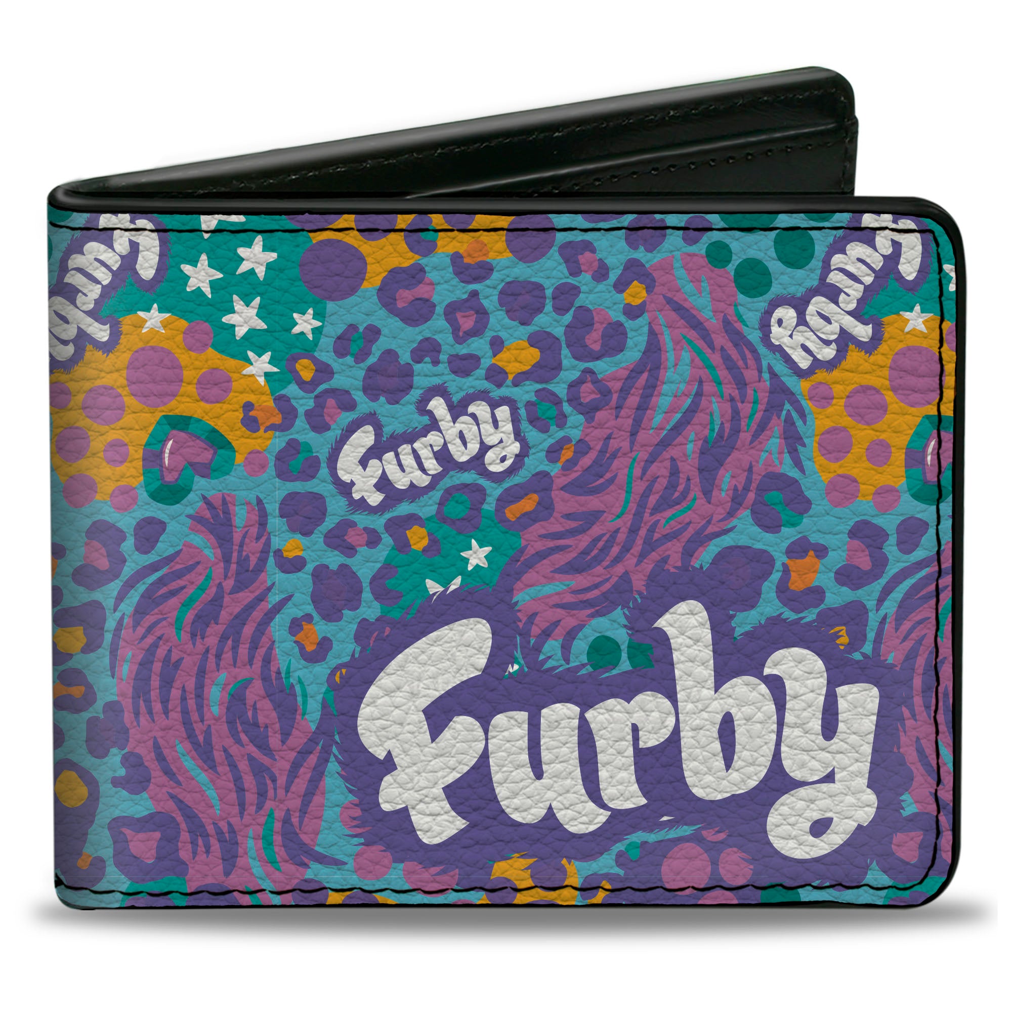 Bi-Fold Wallet - FURBY Title Logo Fur Print Blues/Purple/White Bi-Fold Wallets Furby