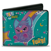 Bi-Fold Wallet - Furby Purple Furby FREE YOUR INNER FURB Rainbow Pose Teal/Multi Color Bi-Fold Wallets Furby