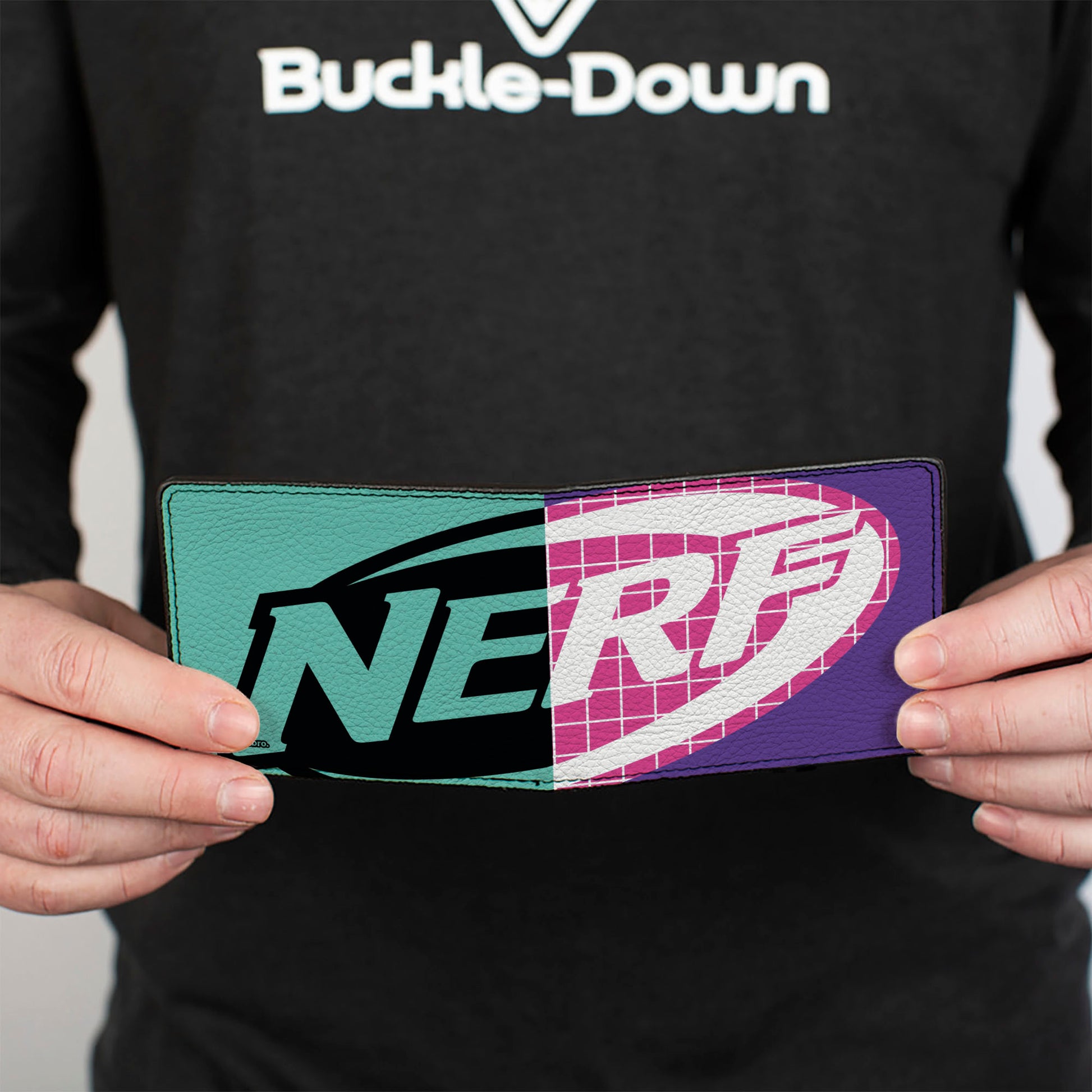 Bi-Fold Wallet - NERF Logo Grid Split Blues/Black/Pink/White Bi-Fold Wallets Nerf