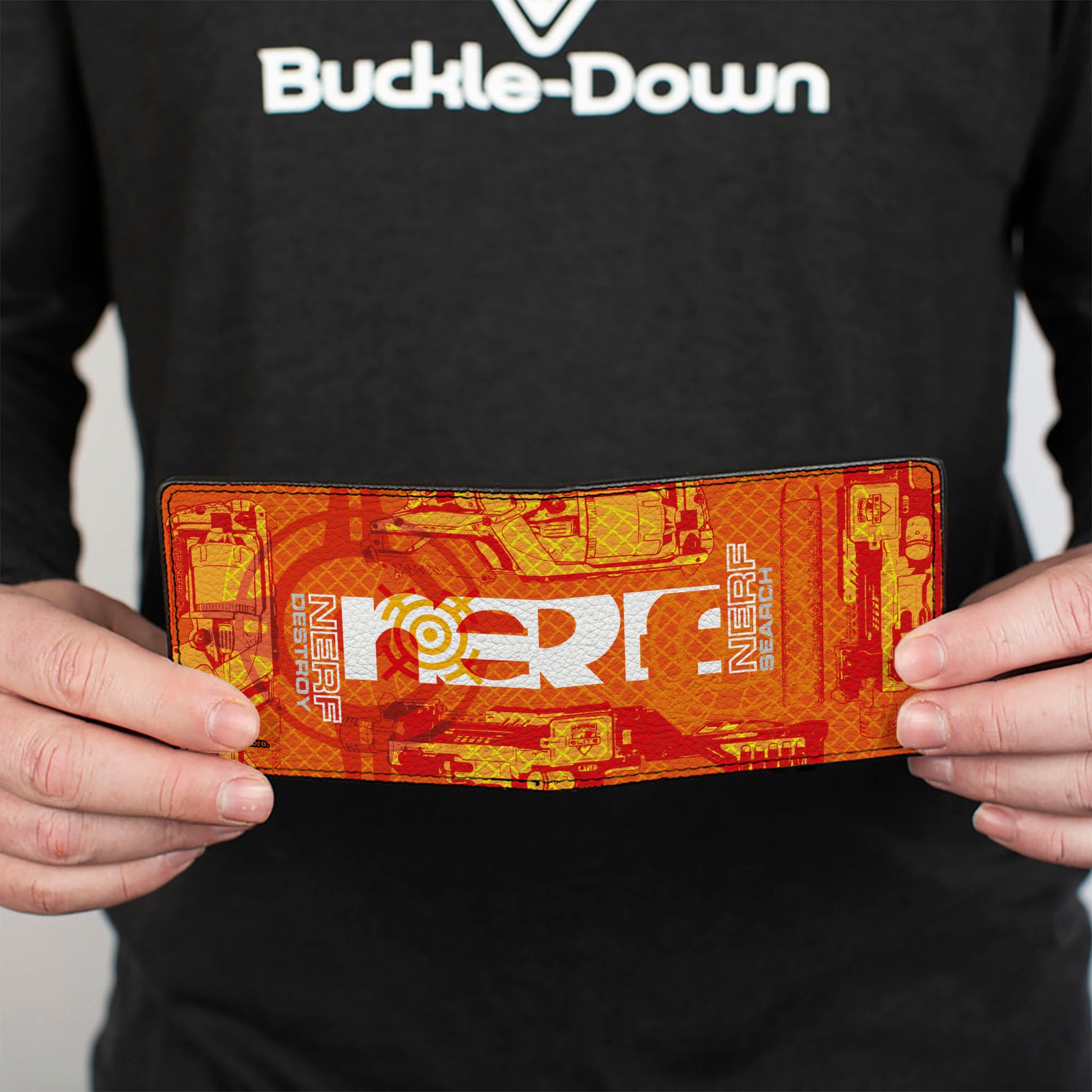 Bi-Fold Wallet - NERF SEARCH DESTROY Blasters Collage Reds/Oranges/White Bi-Fold Wallets Nerf