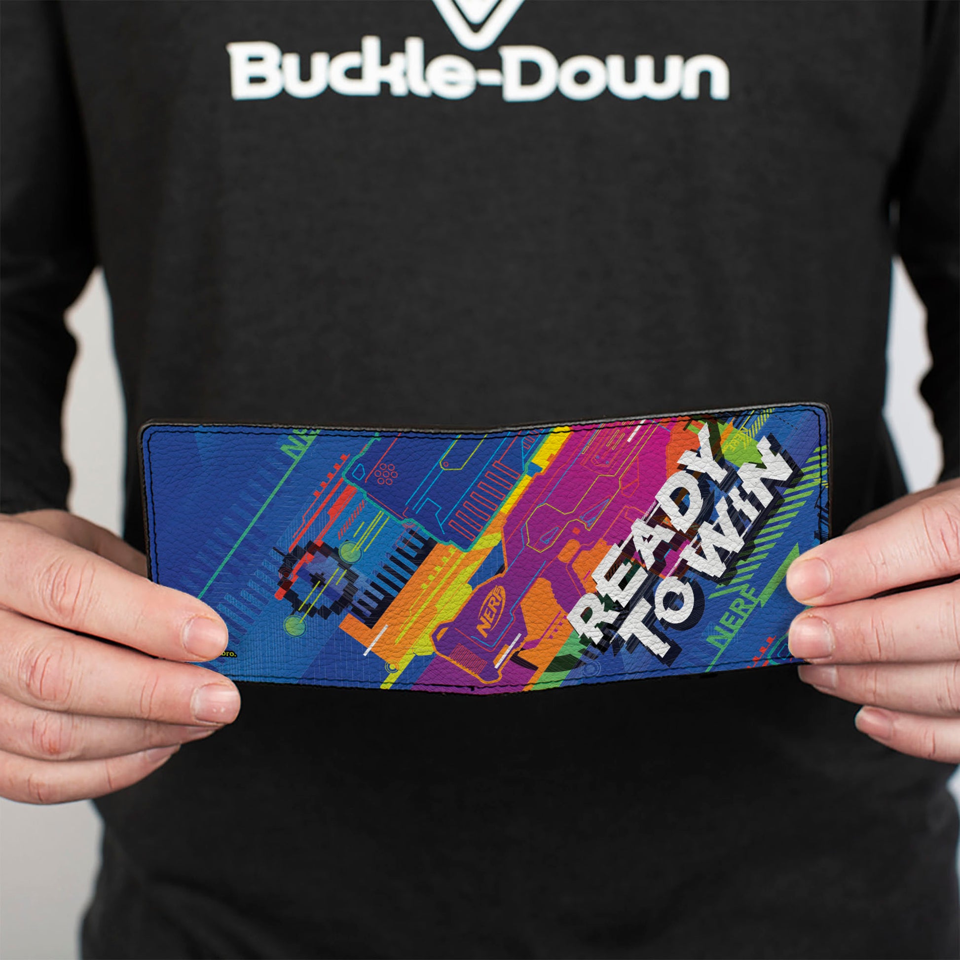 Bi-Fold Wallet - NERF Blasker READY TO WIN Collage Blue/Multi Color Bi-Fold Wallets Nerf