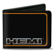 Bi-Fold Wallet - HEMI Nameplate w Border Black Orange Silver Black Bi-Fold Wallets Hemi