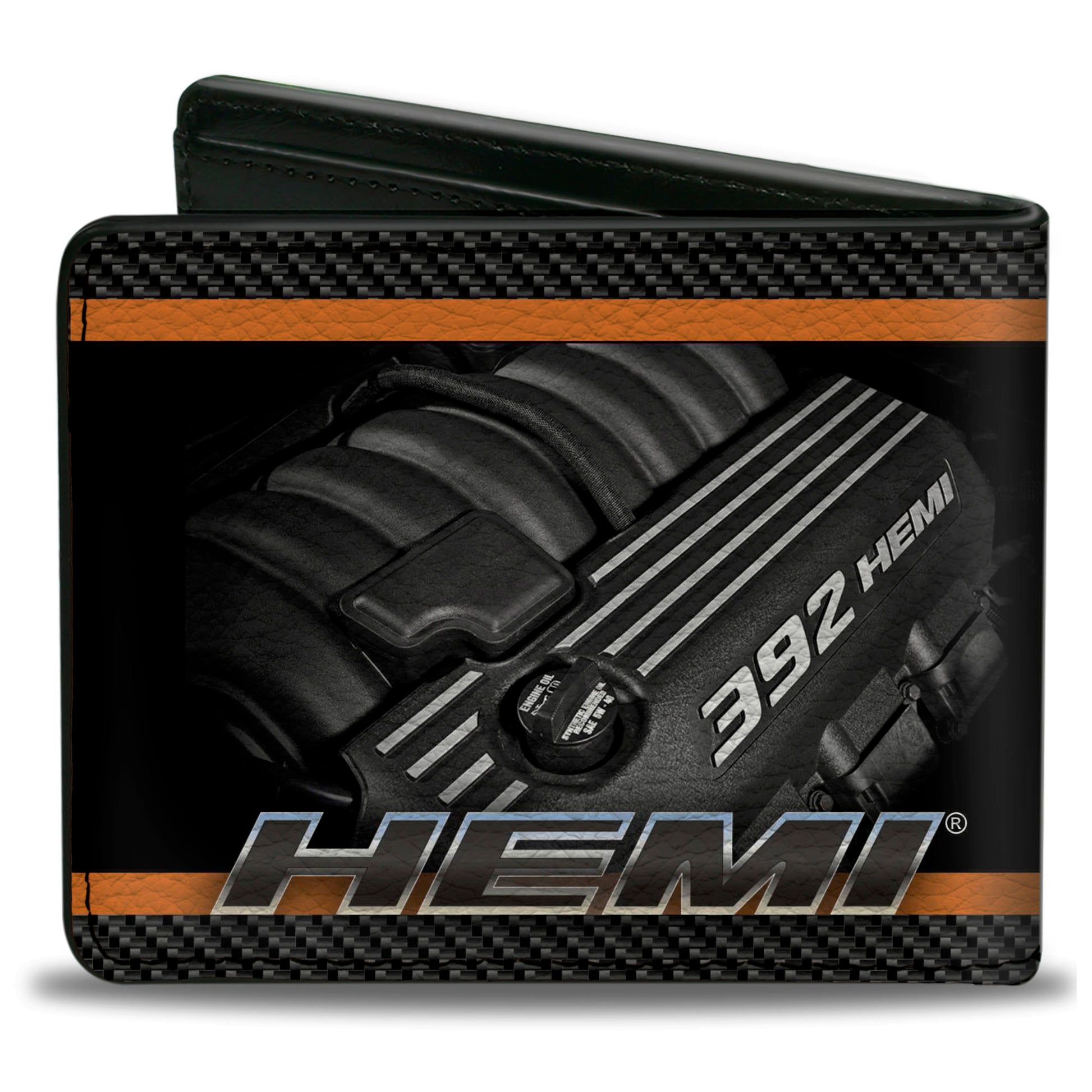 Bi-Fold Wallet - HEMI 392 HEMI Engine Carbon Fiber Orange Bi-Fold Wallets Hemi