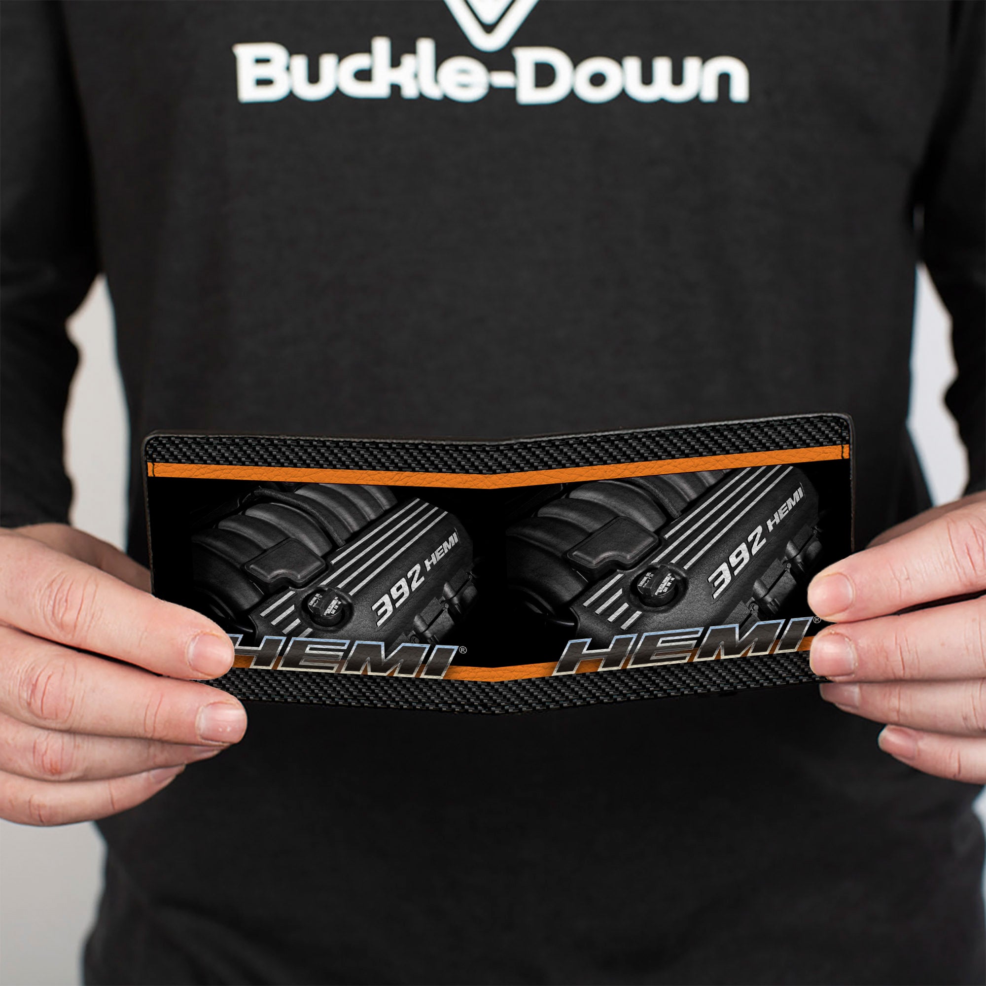 Bi-Fold Wallet - HEMI 392 HEMI Engine Carbon Fiber Orange Bi-Fold Wallets Hemi