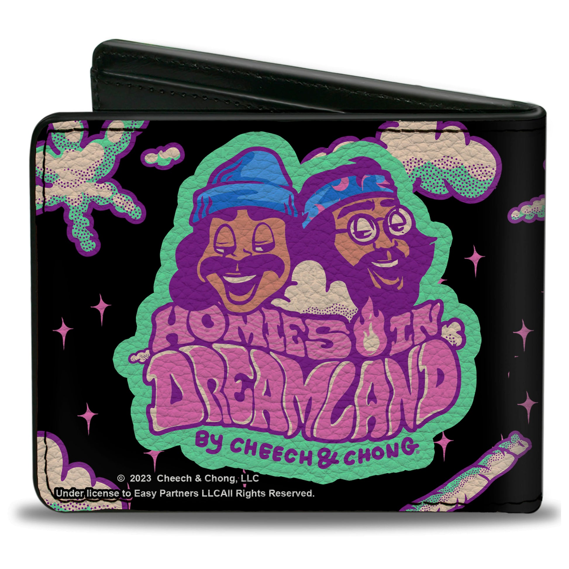 Bi-Fold Wallet - Cheech and Chong HOMIES IN DREAMLAND Title Logo Smoke Clouds Black Bi-Fold Wallets Homies in Dreamland by Cheech & Chong