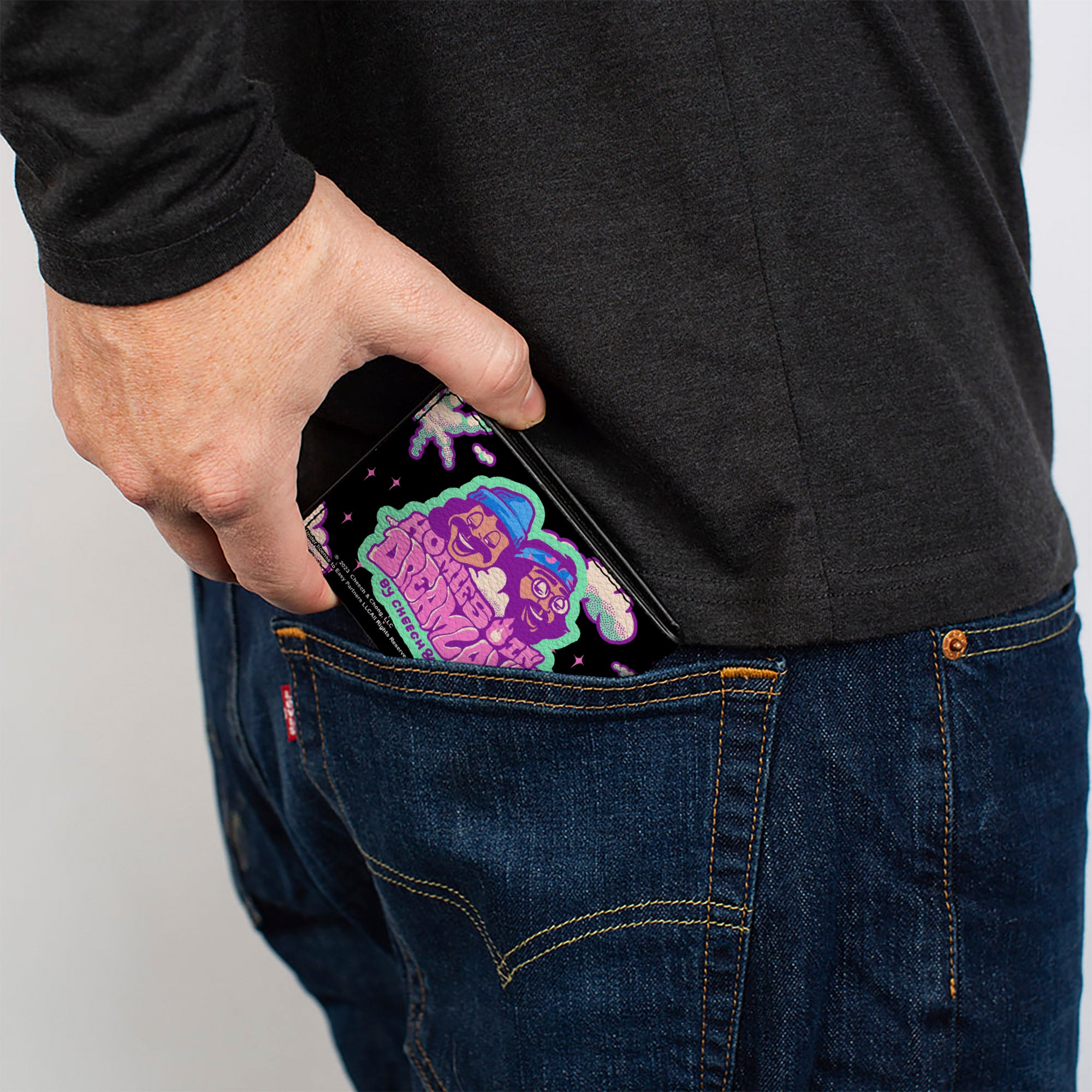 Bi-Fold Wallet - Cheech and Chong HOMIES IN DREAMLAND Title Logo Smoke Clouds Black Bi-Fold Wallets Homies in Dreamland by Cheech & Chong