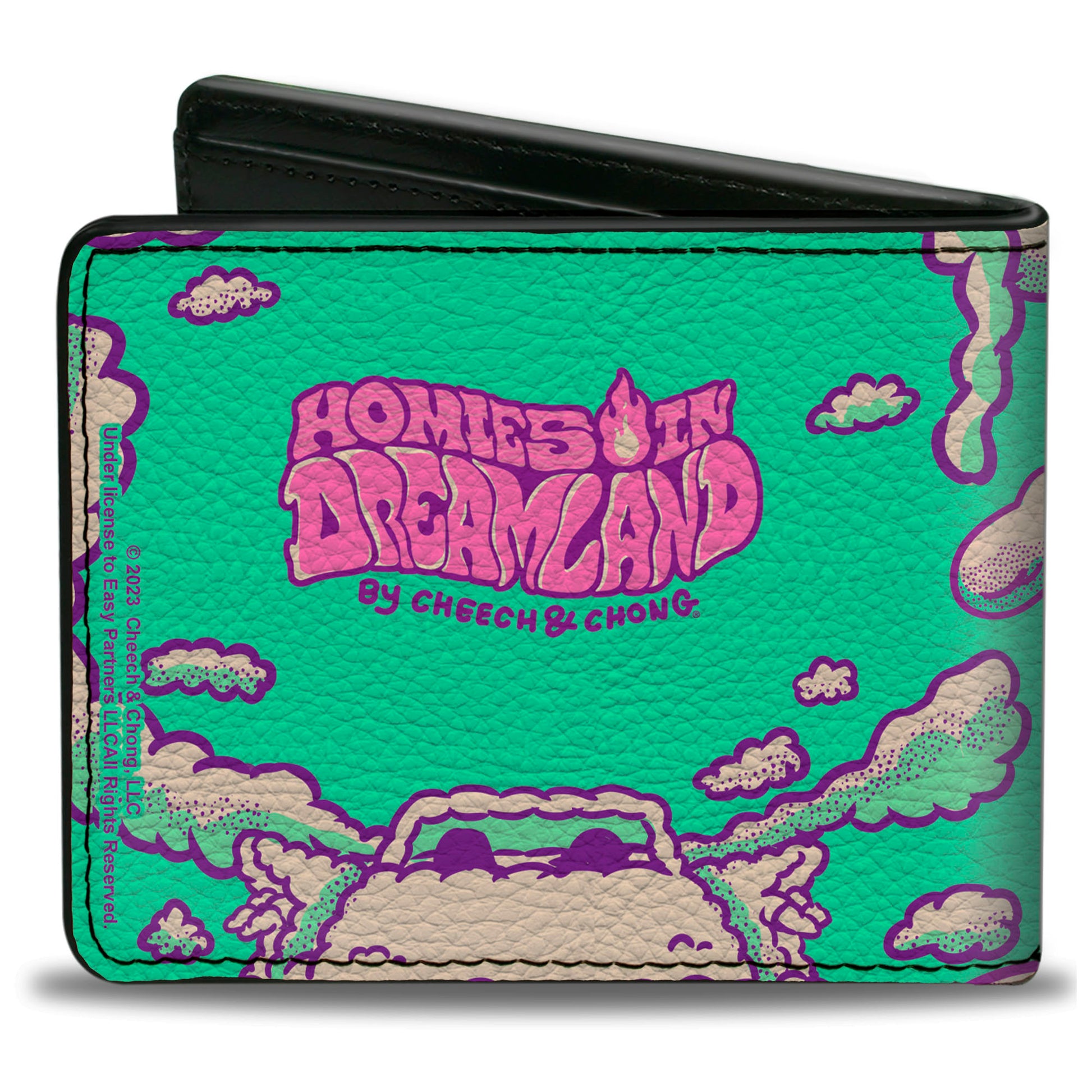 Bi-Fold Wallet - HOMIES IN DREAMLAND Cheech and Chong Pose with Homies Characters Smoke Clouds Blue Bi-Fold Wallets Homies in Dreamland by Cheech & Chong
