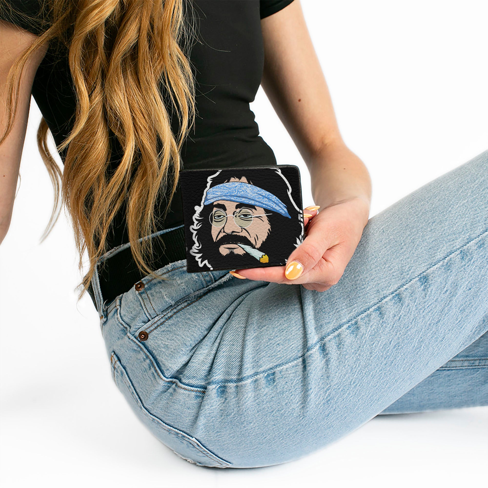 Bi-Fold Wallet - Homies in Dreamland Cheech and Chong Smoking Pose Black Bi-Fold Wallets Homies in Dreamland by Cheech & Chong