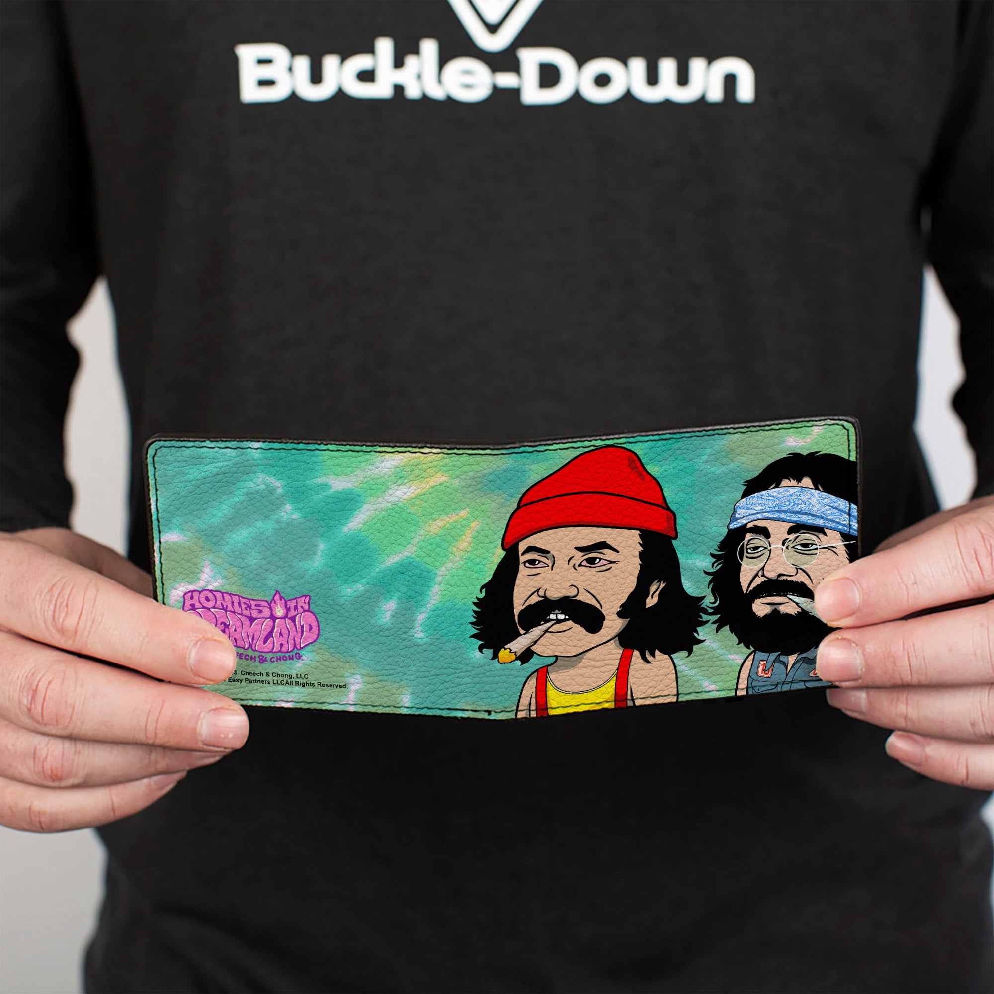 Bi-Fold Wallet - Homies in Dreamland Cheech and Chong Smoking Pose Tie Dye Blues Bi-Fold Wallets Homies in Dreamland by Cheech & Chong