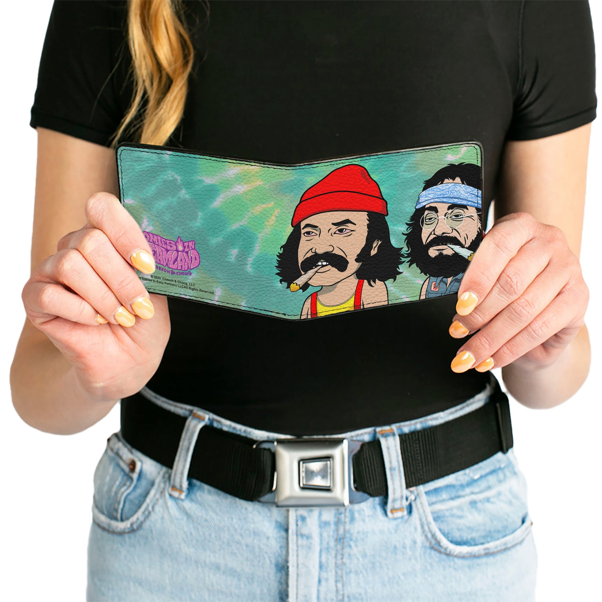 Bi-Fold Wallet - Homies in Dreamland Cheech and Chong Smoking Pose Tie Dye Blues Bi-Fold Wallets Homies in Dreamland by Cheech & Chong