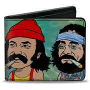 Bi-Fold Wallet - Homies in Dreamland Cheech and Chong Smoking Pose Tie Dye Blues Bi-Fold Wallets Homies in Dreamland by Cheech & Chong