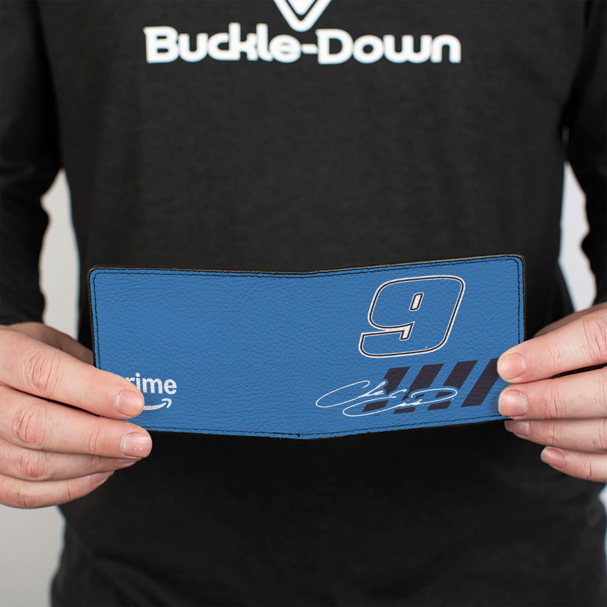 Bi-Fold Wallet - Chase Elliott #9 Autograph PRIME Logo Blues/White Bi-Fold Wallets Chase Elliott Autograph and #9 Checker Logo Black White Blue