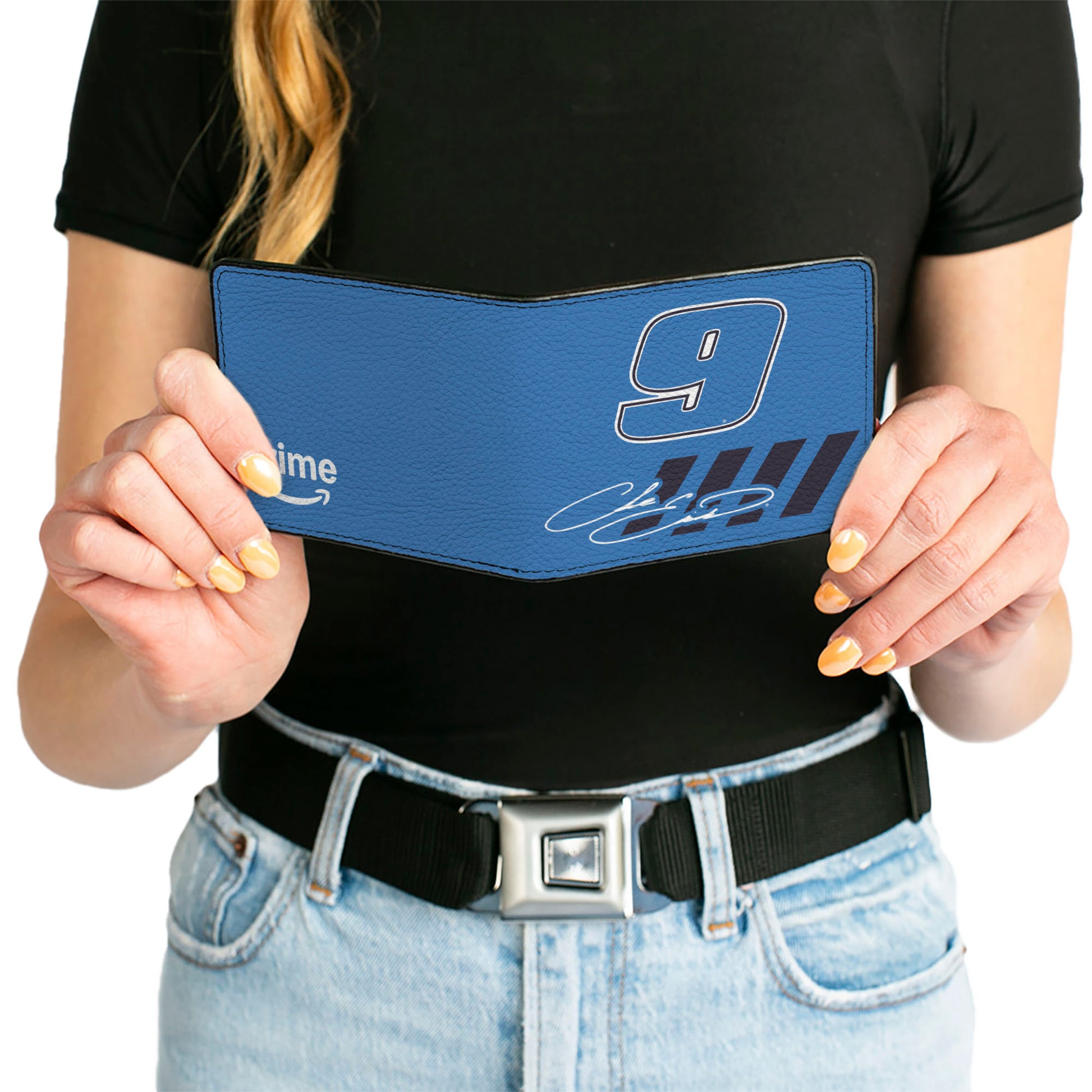 Bi-Fold Wallet - Chase Elliott #9 Autograph PRIME Logo Blues/White Bi-Fold Wallets Chase Elliott Autograph and #9 Checker Logo Black White Blue
