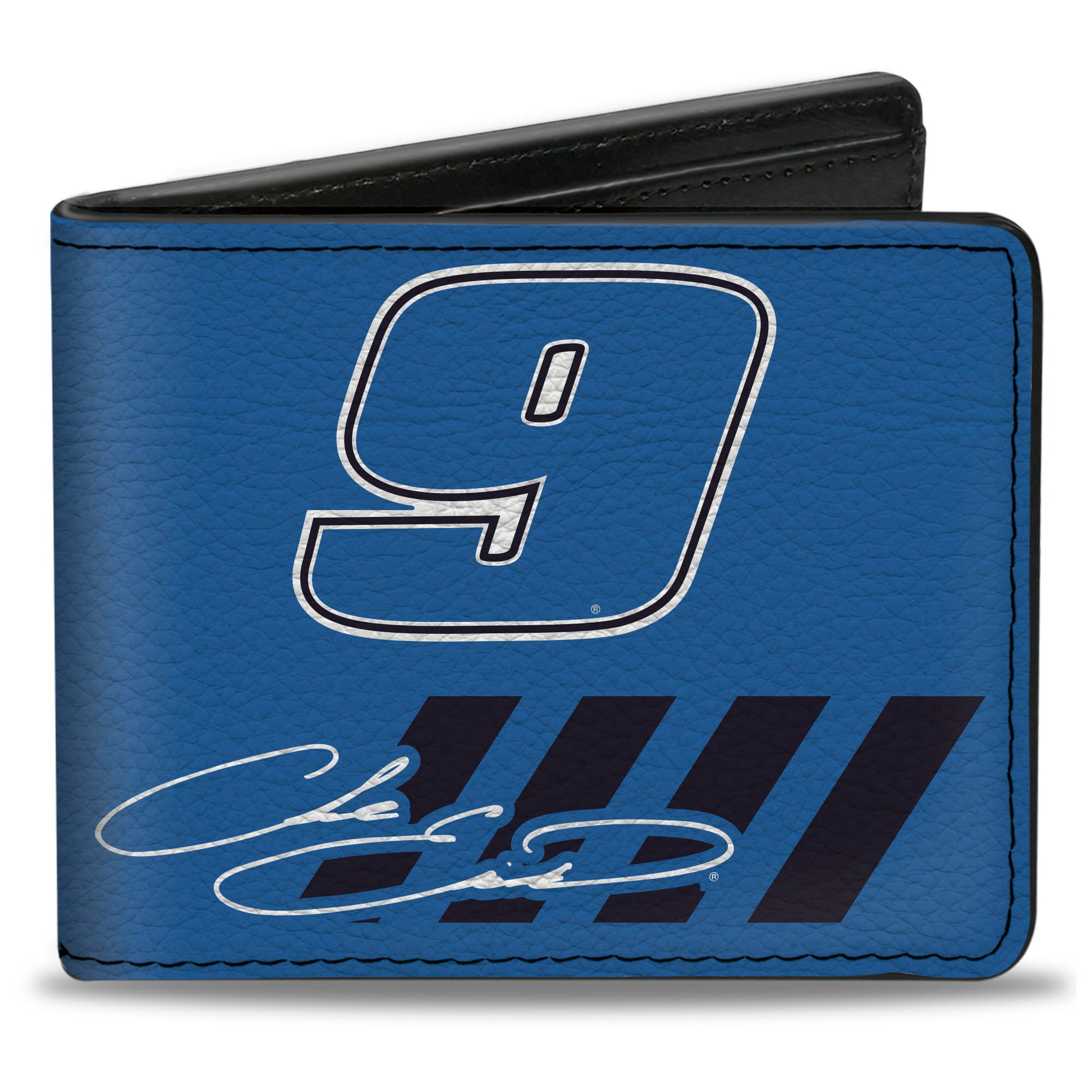 Bi-Fold Wallet - Chase Elliott #9 Autograph PRIME Logo Blues/White Bi-Fold Wallets Chase Elliott Autograph and #9 Checker Logo Black White Blue