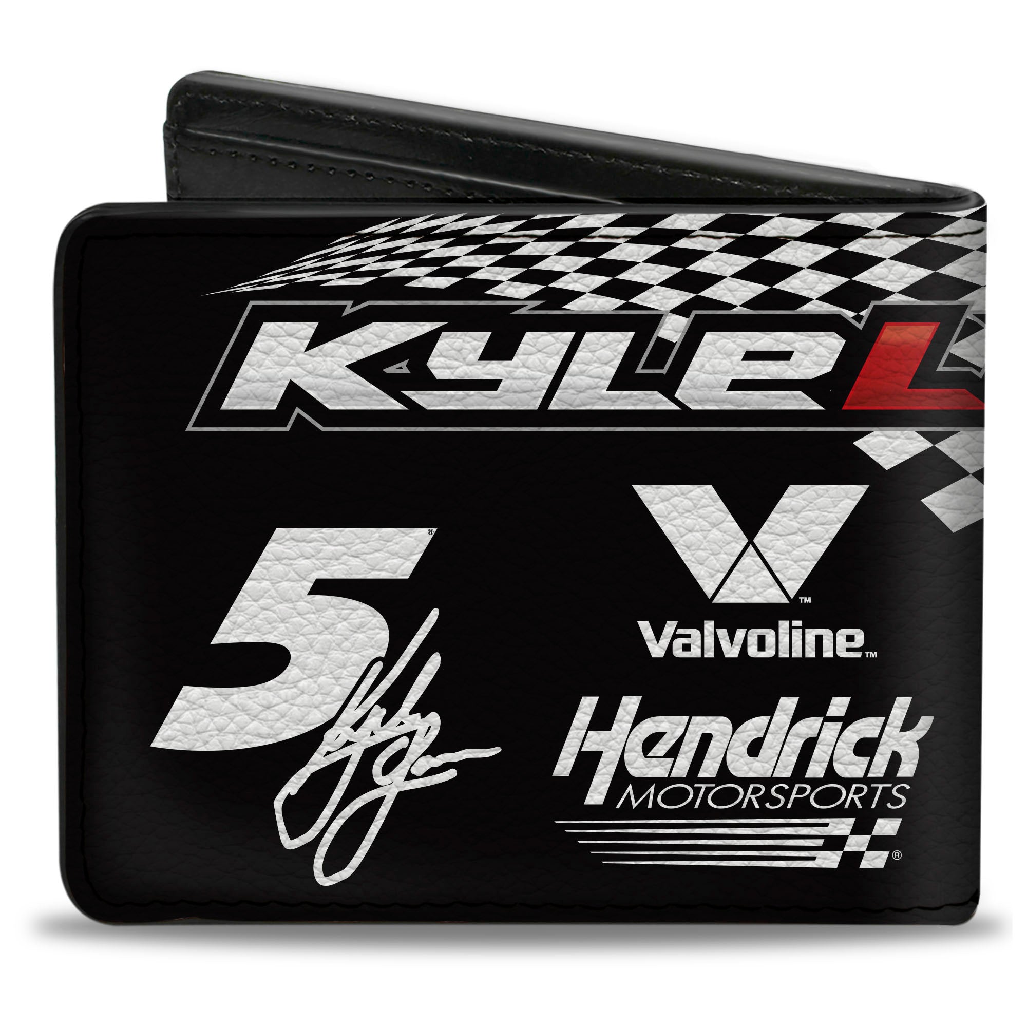 Bi-Fold Wallet - Hendrick Motorsports KYLE LARSON 2X CHAMPIONSHIP Checker Black/White Bi-Fold Wallets Kyle Larson #5 Car Scheme White Blue Red