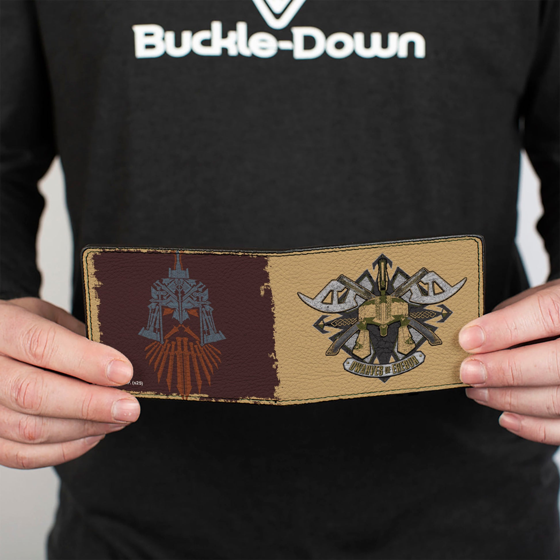 Bi-Fold Wallet - The Hobbit DWARVES OF EREBOR Shield and Helmet Icons Tan/Brown Bi-Fold Wallets The Hobbit