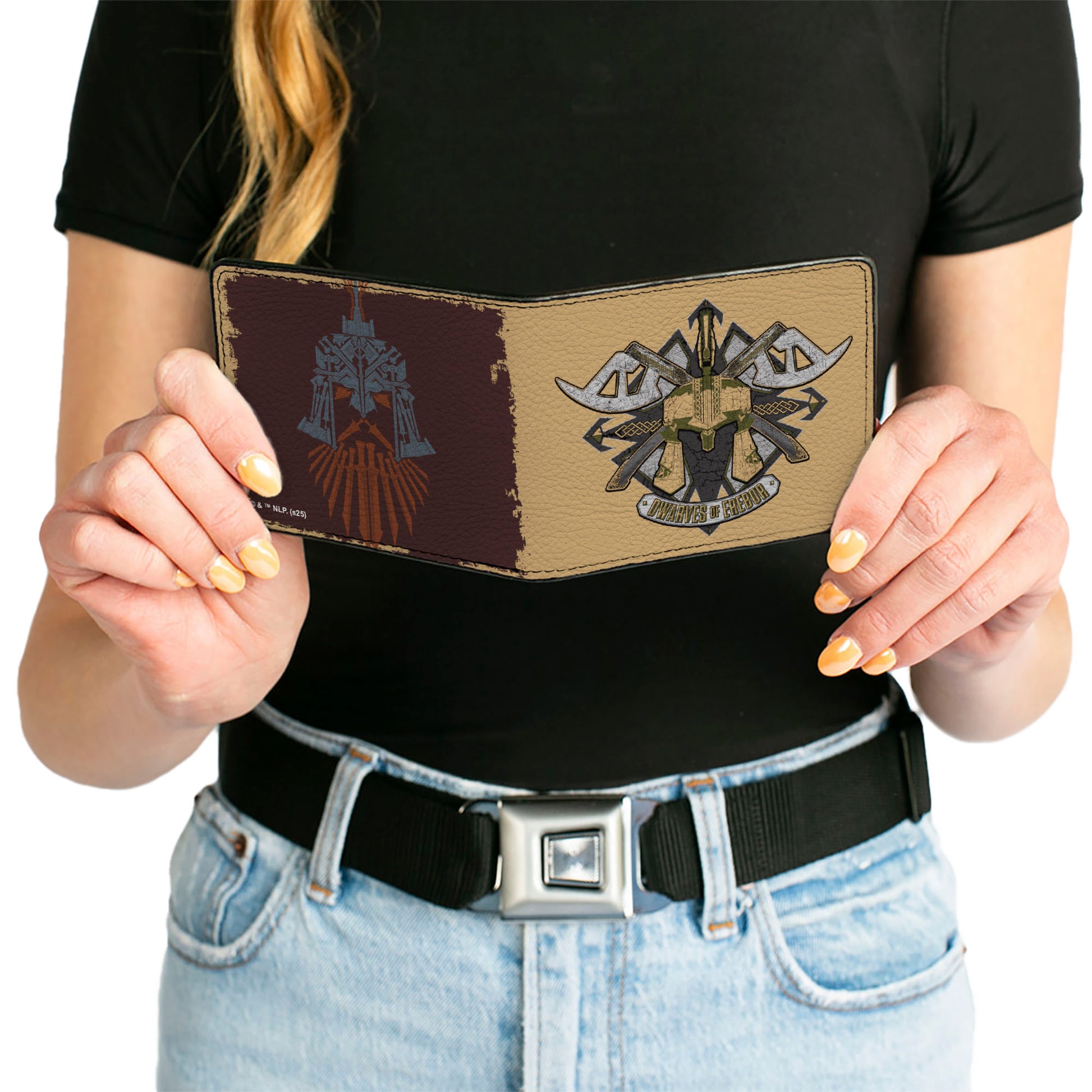 Bi-Fold Wallet - The Hobbit DWARVES OF EREBOR Shield and Helmet Icons Tan/Brown Bi-Fold Wallets The Hobbit