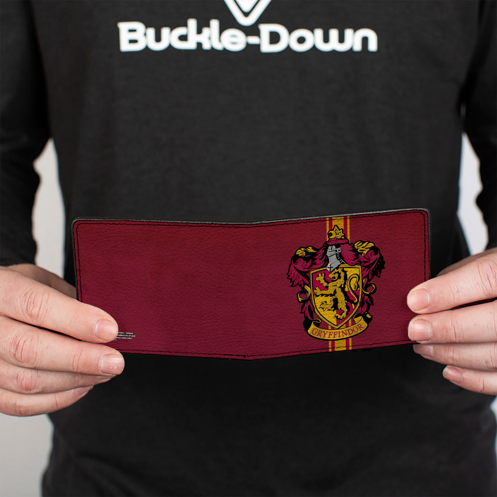Bi-Fold Wallet - GRYFFINDOR Crest Vertical Stripe Burgundy Gold Bi-Fold Wallets Harry Potter