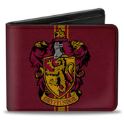 Bi-Fold Wallet - GRYFFINDOR Crest Vertical Stripe Burgundy Gold Bi-Fold Wallets Harry Potter