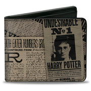 Bi-Fold Wallet - Harry Potter Headlines UNDESIRABLE NO 1 White Black Bi-Fold Wallets Harry Potter