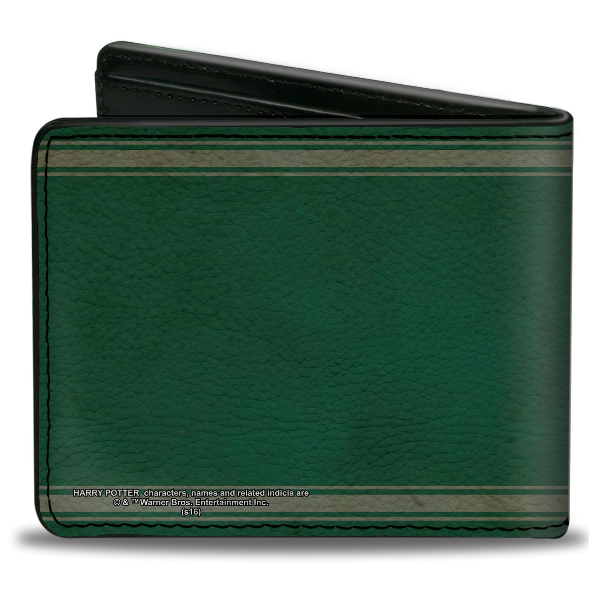 Bi-Fold Wallet - SLYTHERIN Crest Stripe6 Weathered Greens Grays Bi-Fold Wallets Harry Potter