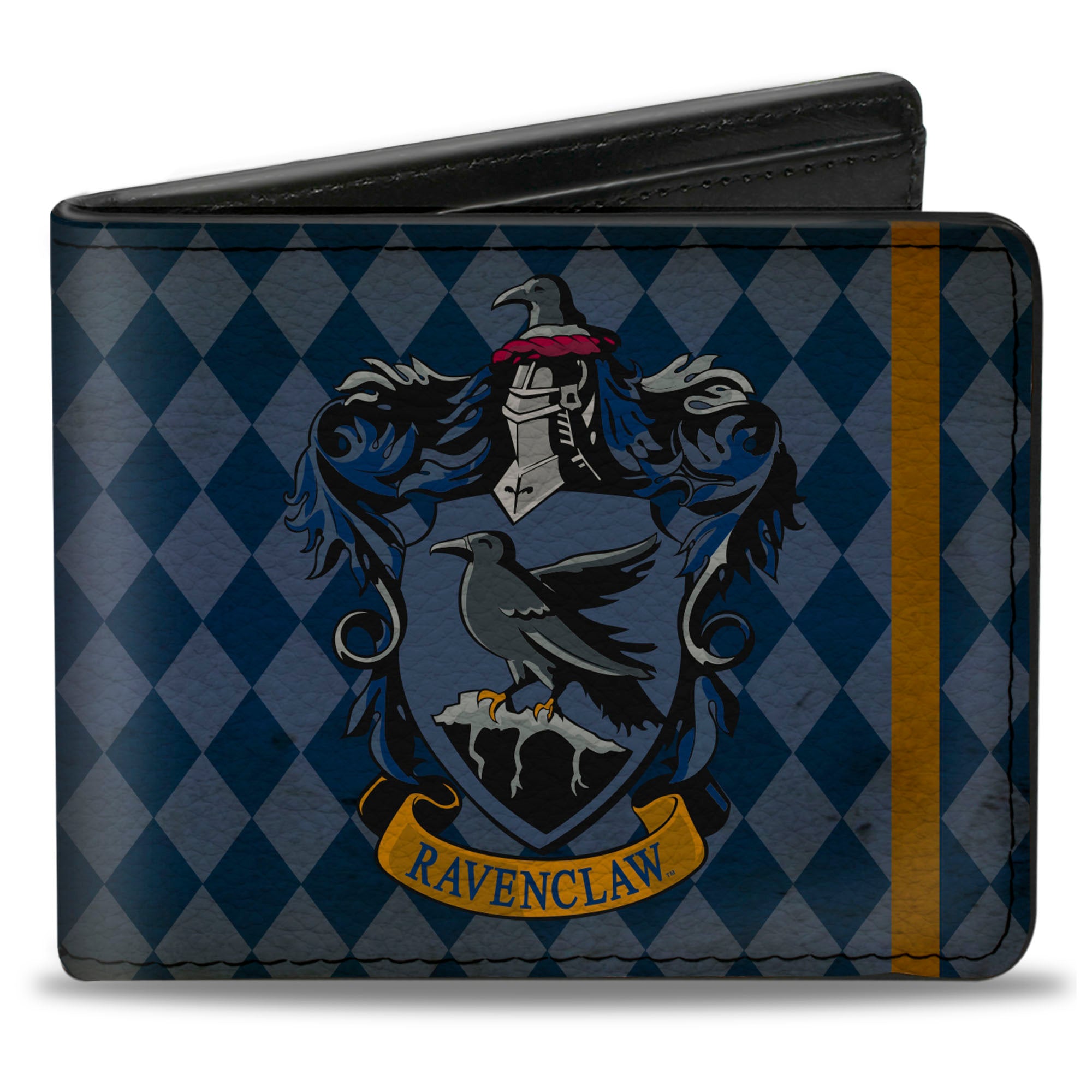 Bi-Fold Wallet - RAVENCLAW Crest Diamonds Weathered Blues Gold Bi-Fold Wallets Harry Potter