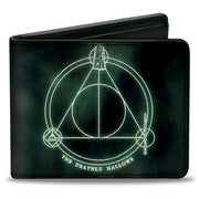 Bi-Fold Wallet - THE DEATHLY HALLOWS Cloak Stone Wand Trinity Black Greens Bi-Fold Wallets Harry Potter